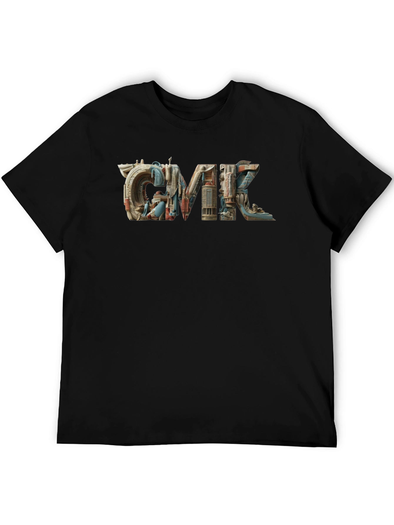 Black Architectural CMK Graphic T-Shirt - Black Cotton Blend view 5