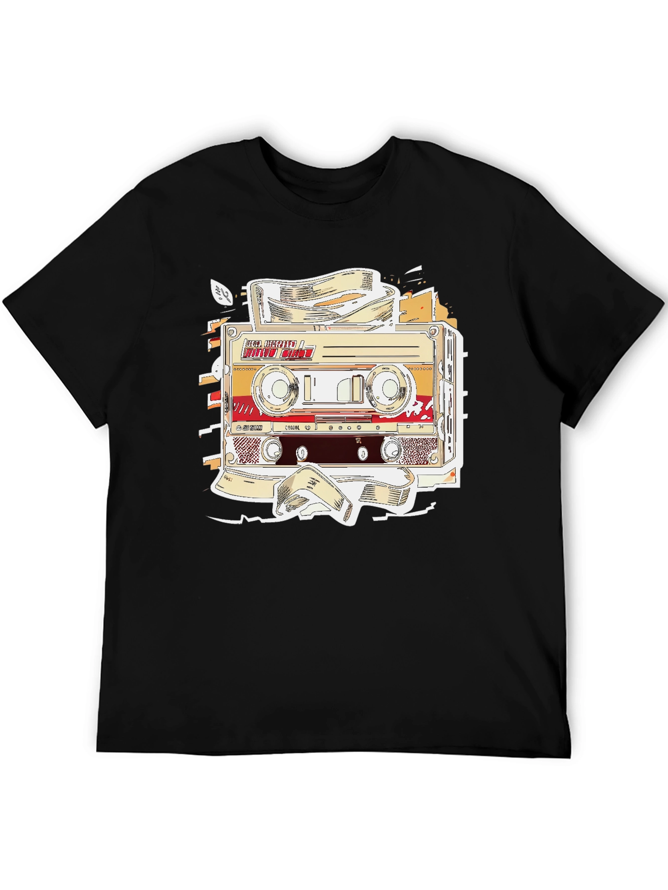 Black Retro Cassette Tape Graphic T-Shirt - Vintage Music Lover Tee view 5