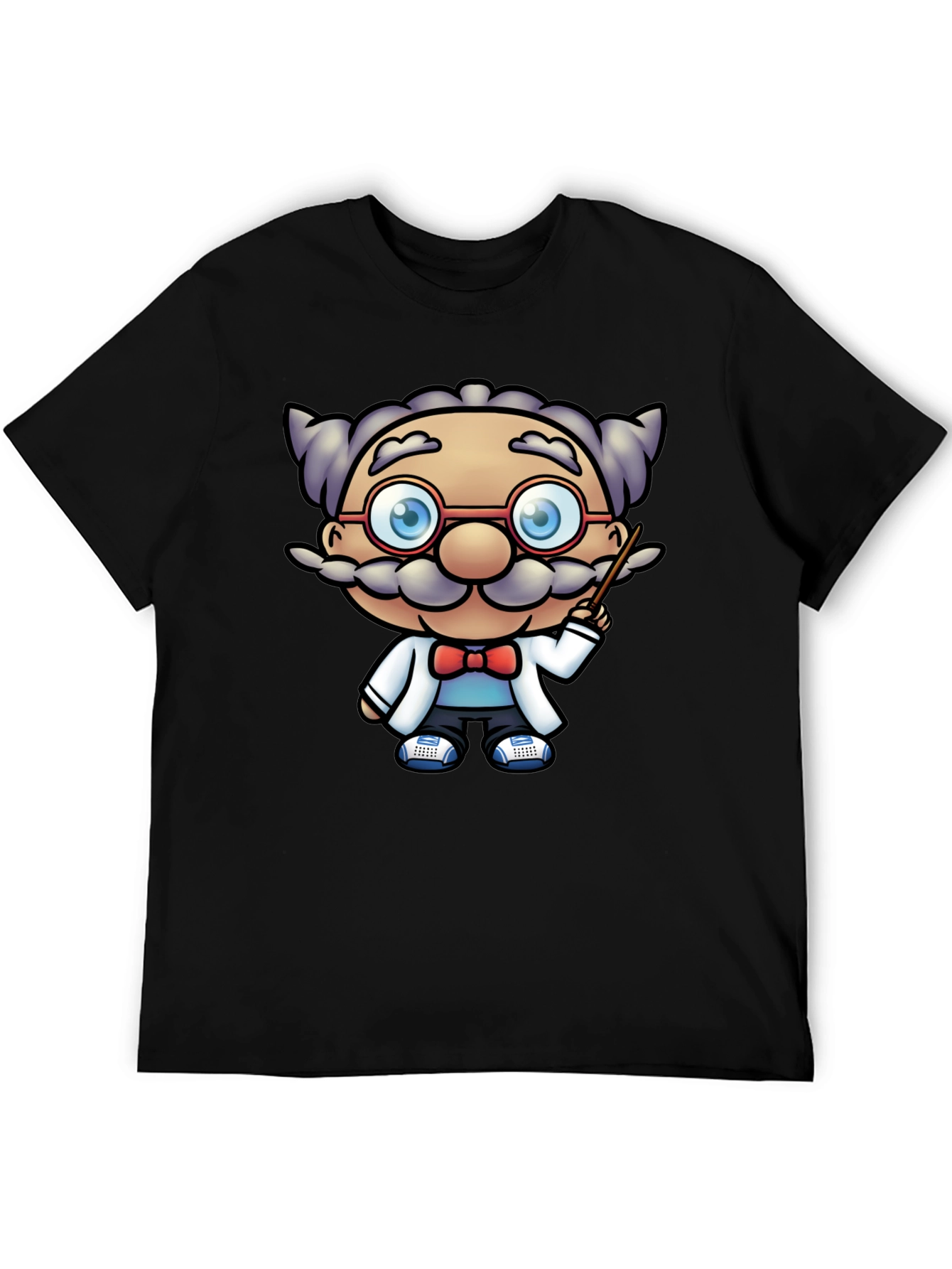 Black Scientist Cartoon Graphic Tee - Black T-Shirt view 5