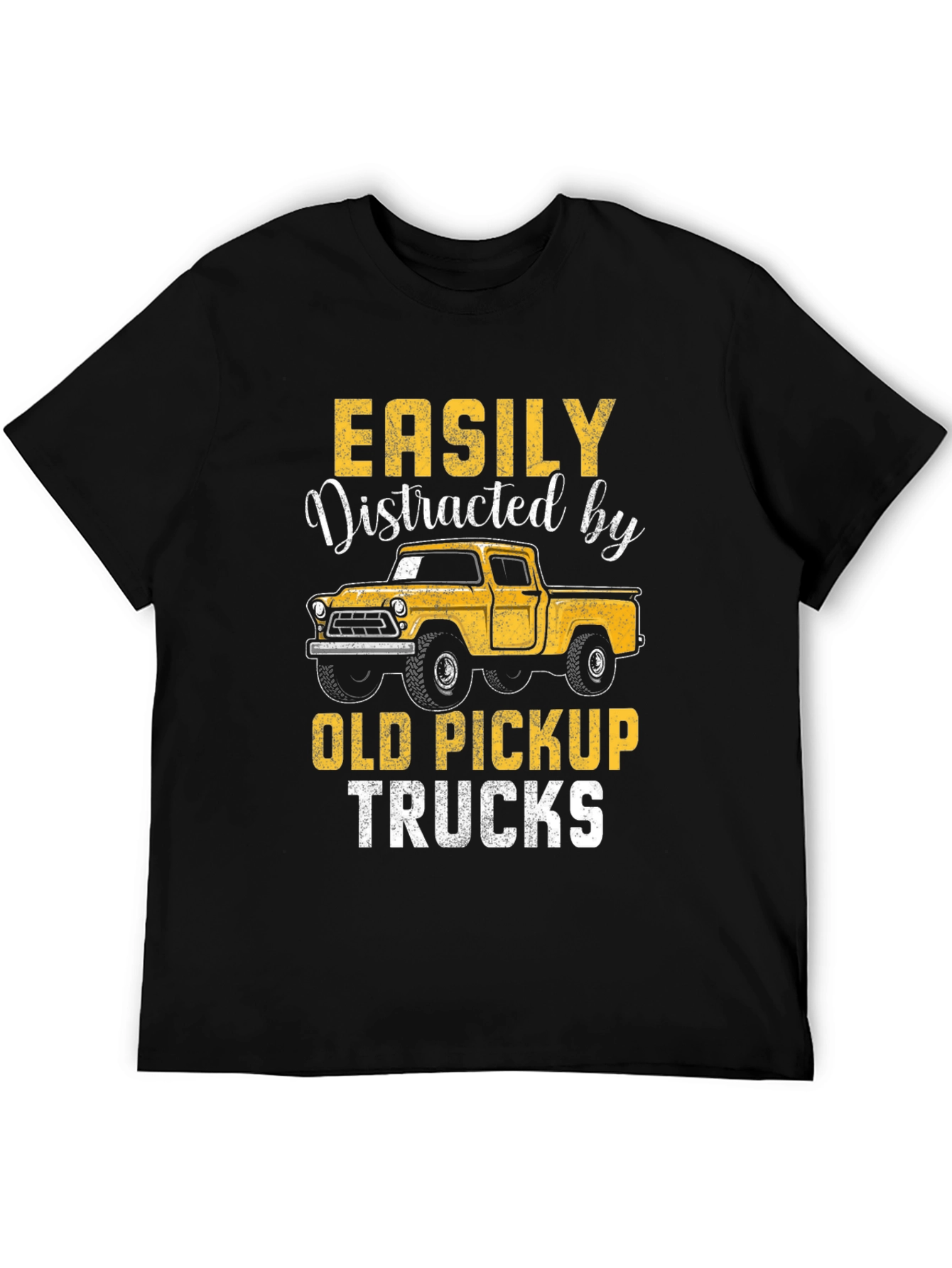 Black Easily Distracted by Old Pickup Trucks T-Shirt view 5