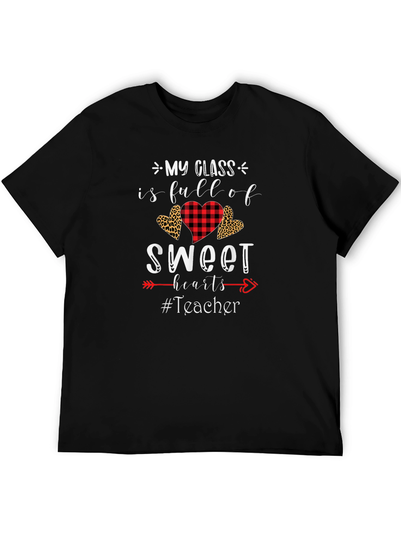 Black My Class Full of Sweethearts Teacher T-Shirt view 5