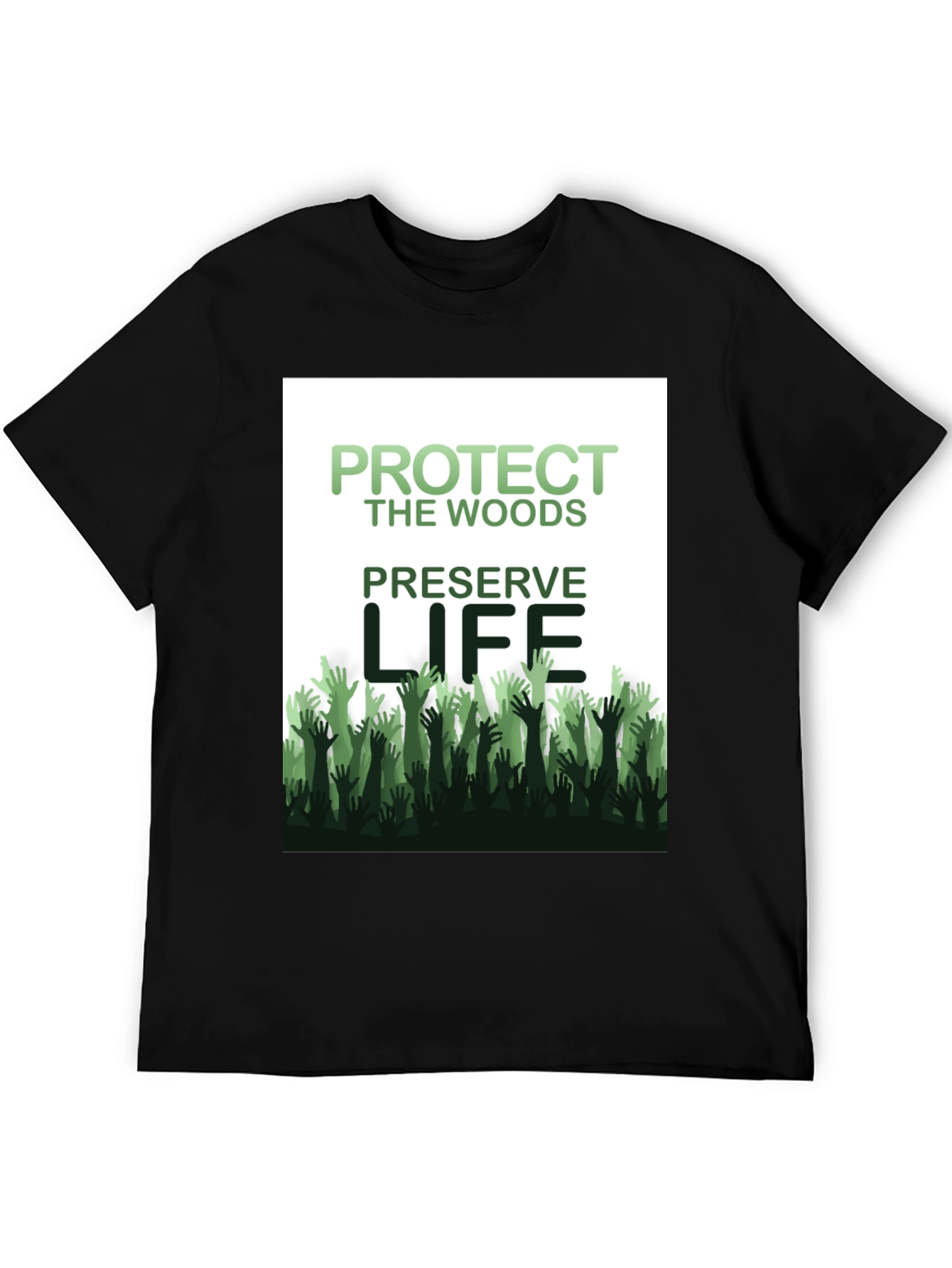 Black Protect the Woods, Preserve Life Graphic Tee view 5