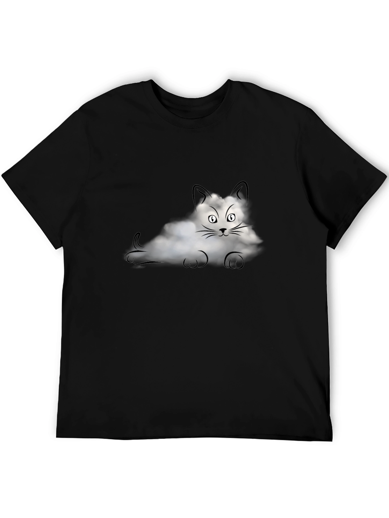 Black Cloud Cat Graphic T-Shirt - Black view 5