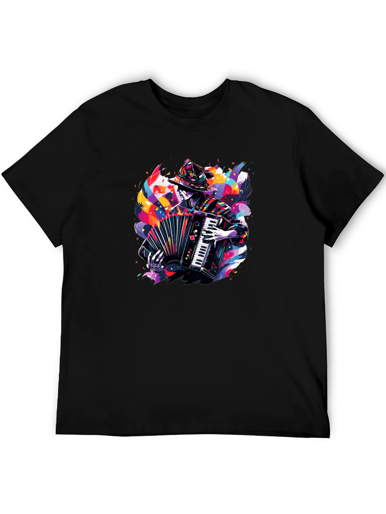 Black Accordion Player Graphic Tee - Black view 5
