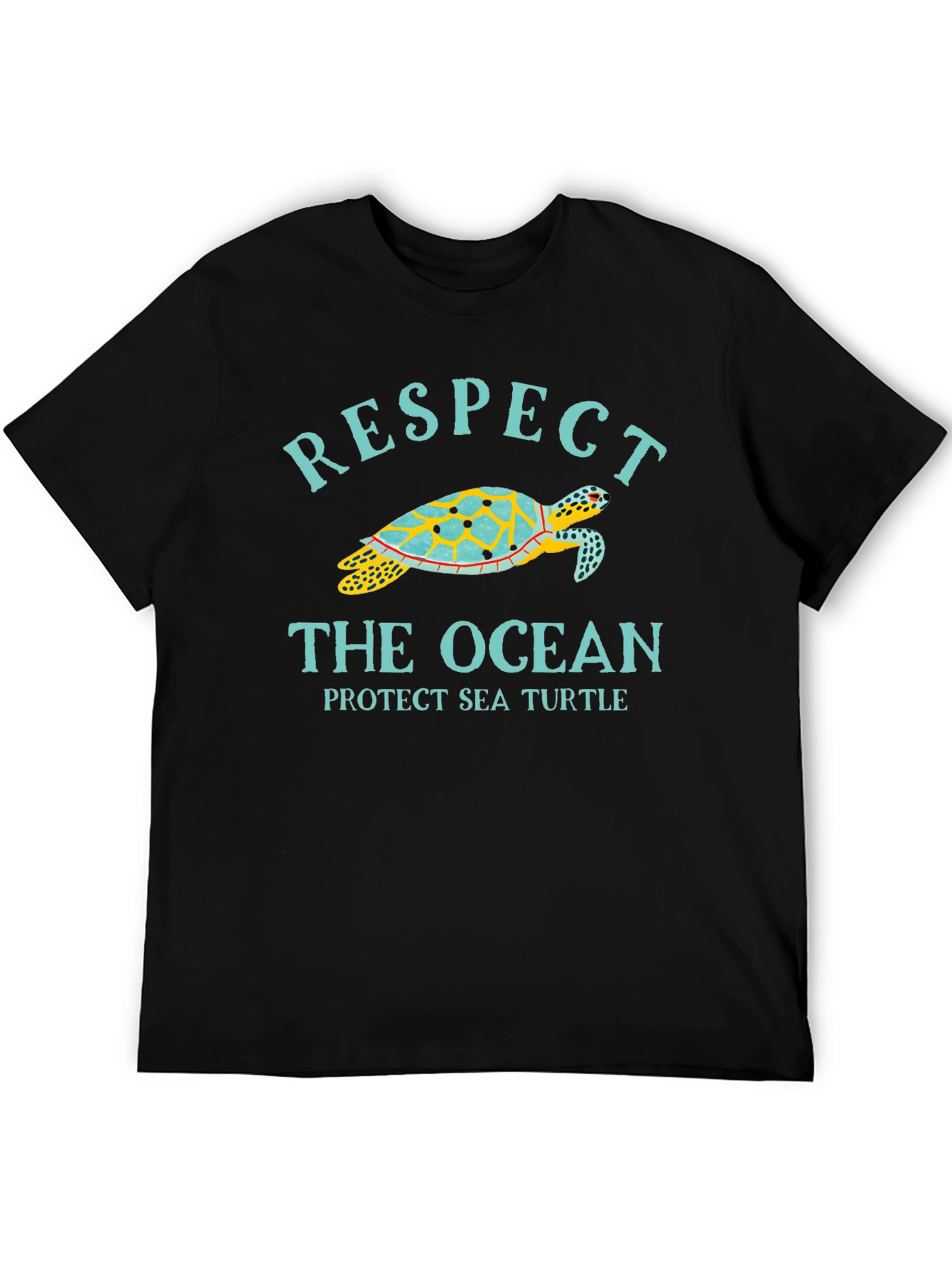 Black Respect the Ocean Sea Turtle Graphic Tee view 5