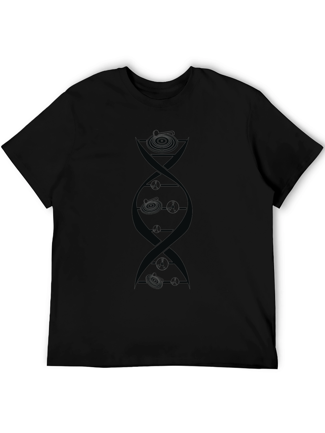Black DJ DNA Black Graphic Tee - Music Lover T-Shirt view 5
