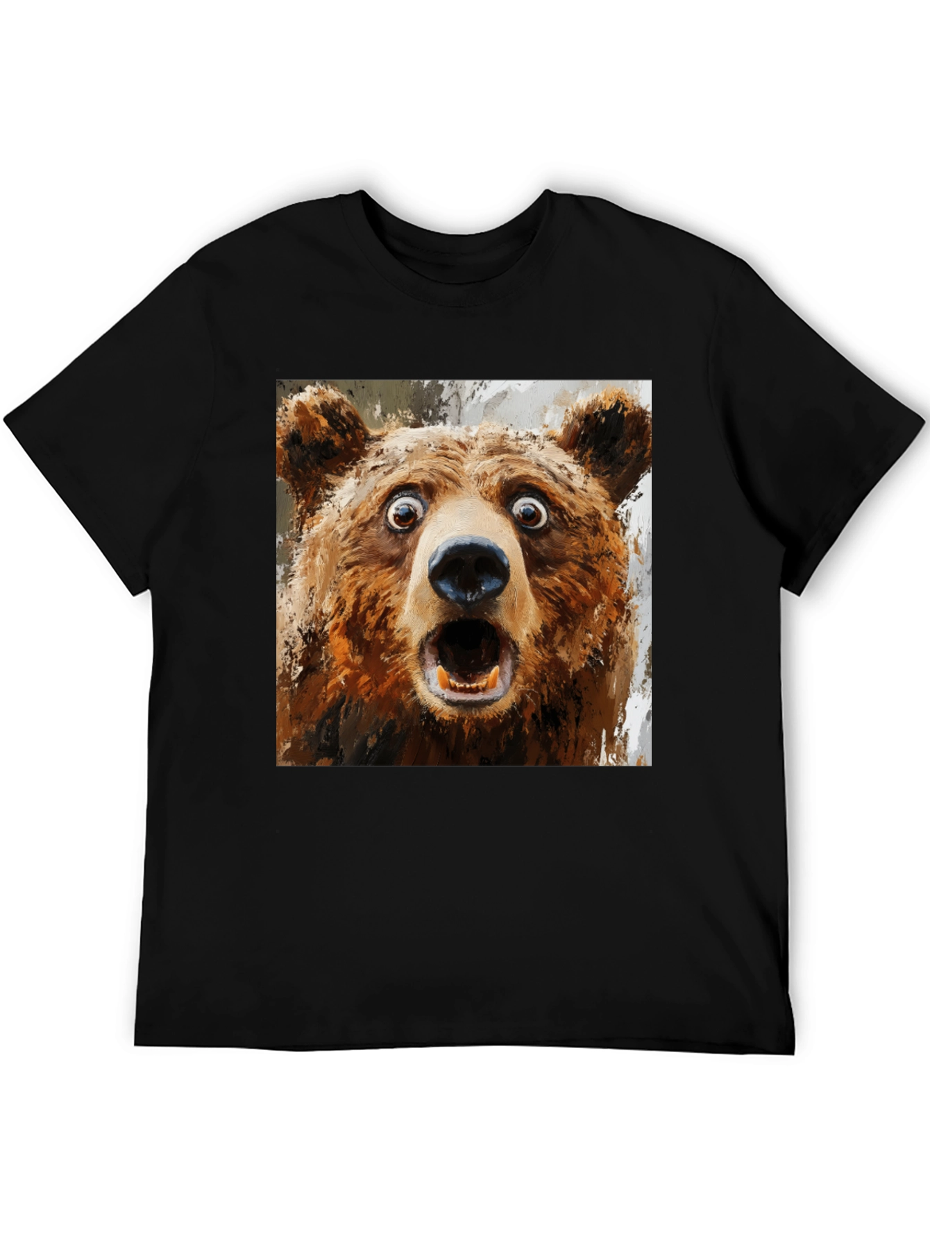 Black Surprised Bear Graphic T-Shirt view 5