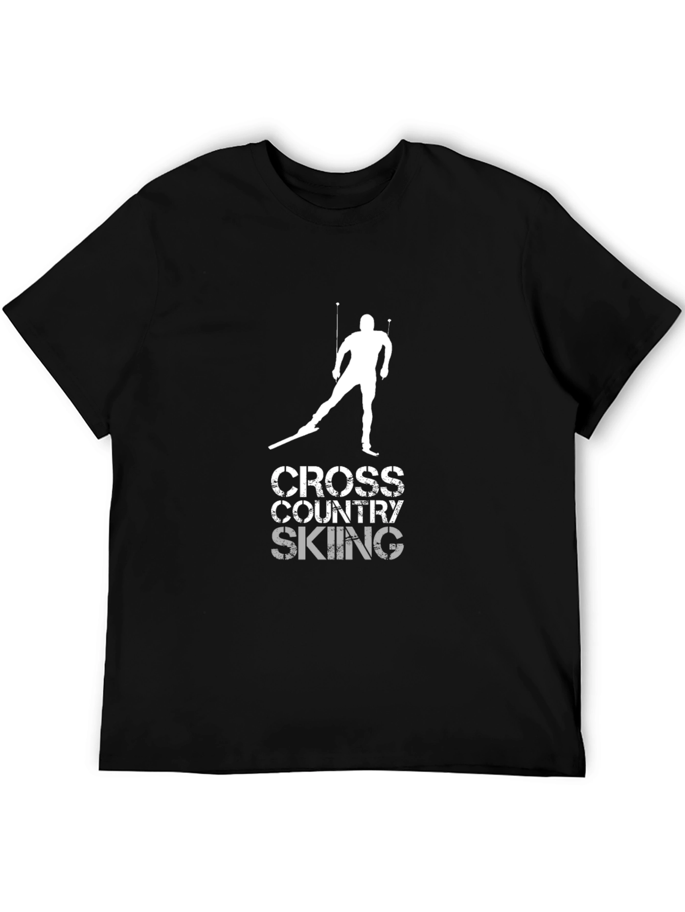 Black Cross Country Skiing Graphic T-Shirt - Sportswear Tee view 5