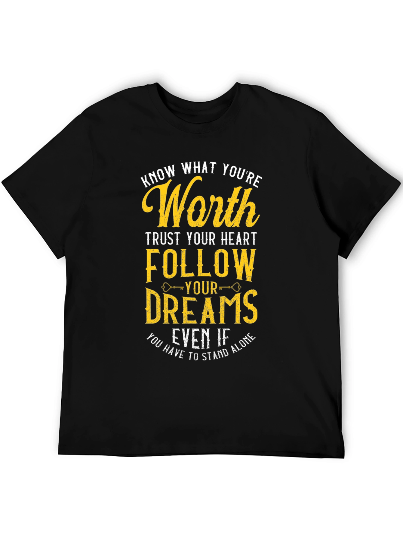 Black Motivational T-Shirt: Know Your Worth, Follow Your Dreams view 5