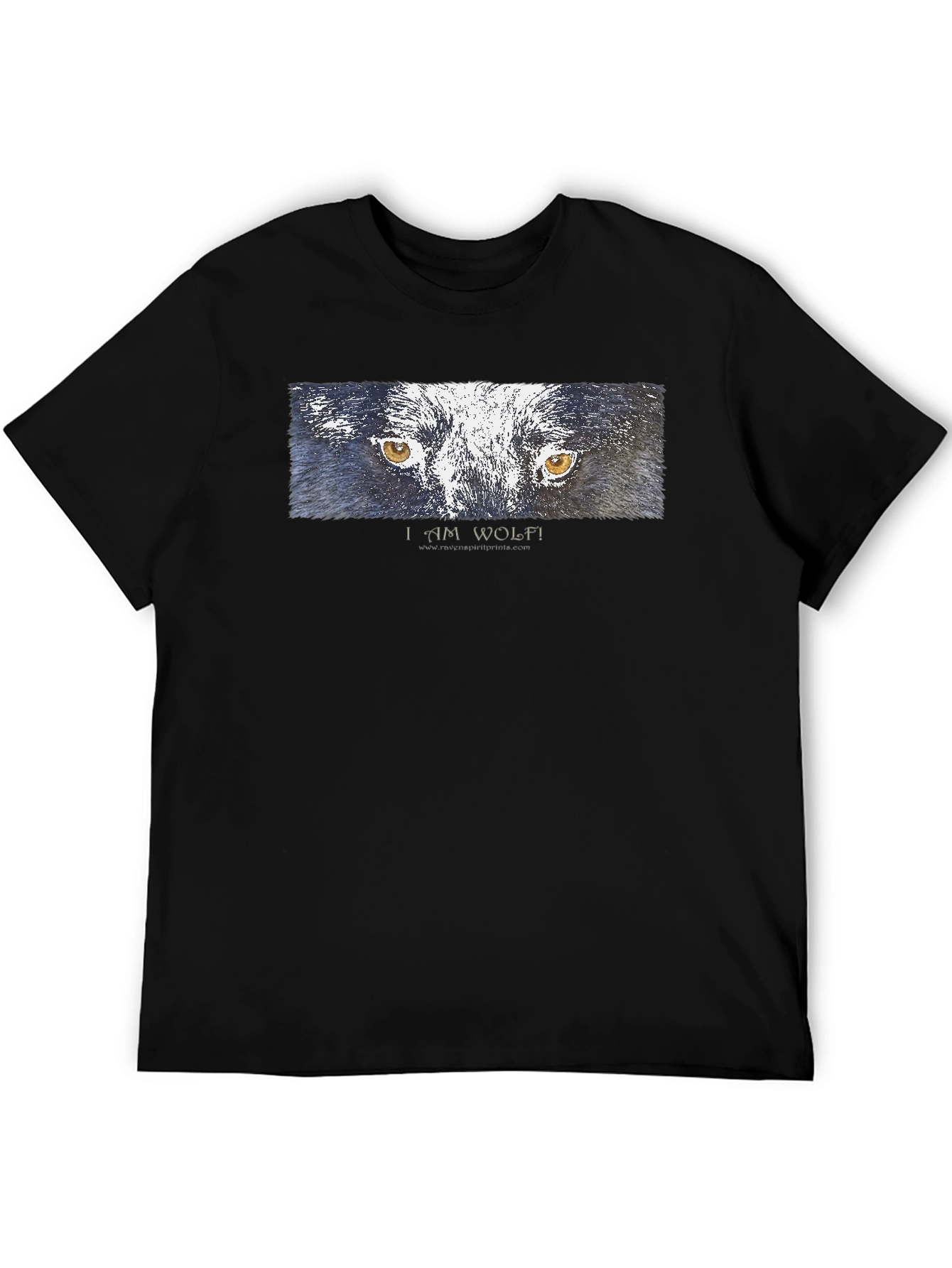 Black I Am Wolf! Graphic Print Black T-Shirt view 5
