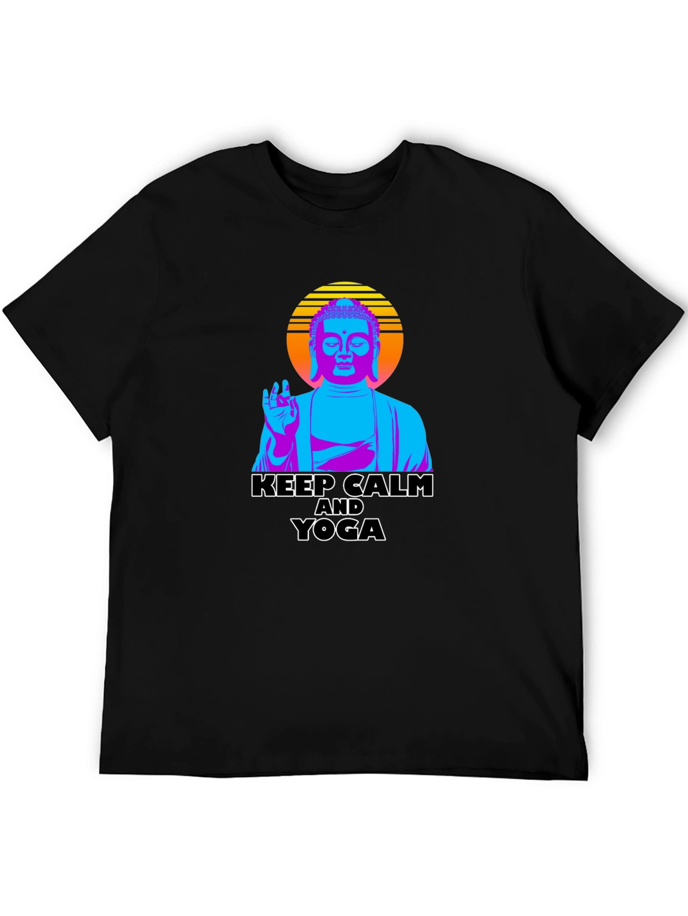Black Keep Calm Yoga Buddha Graphic Tee view 5