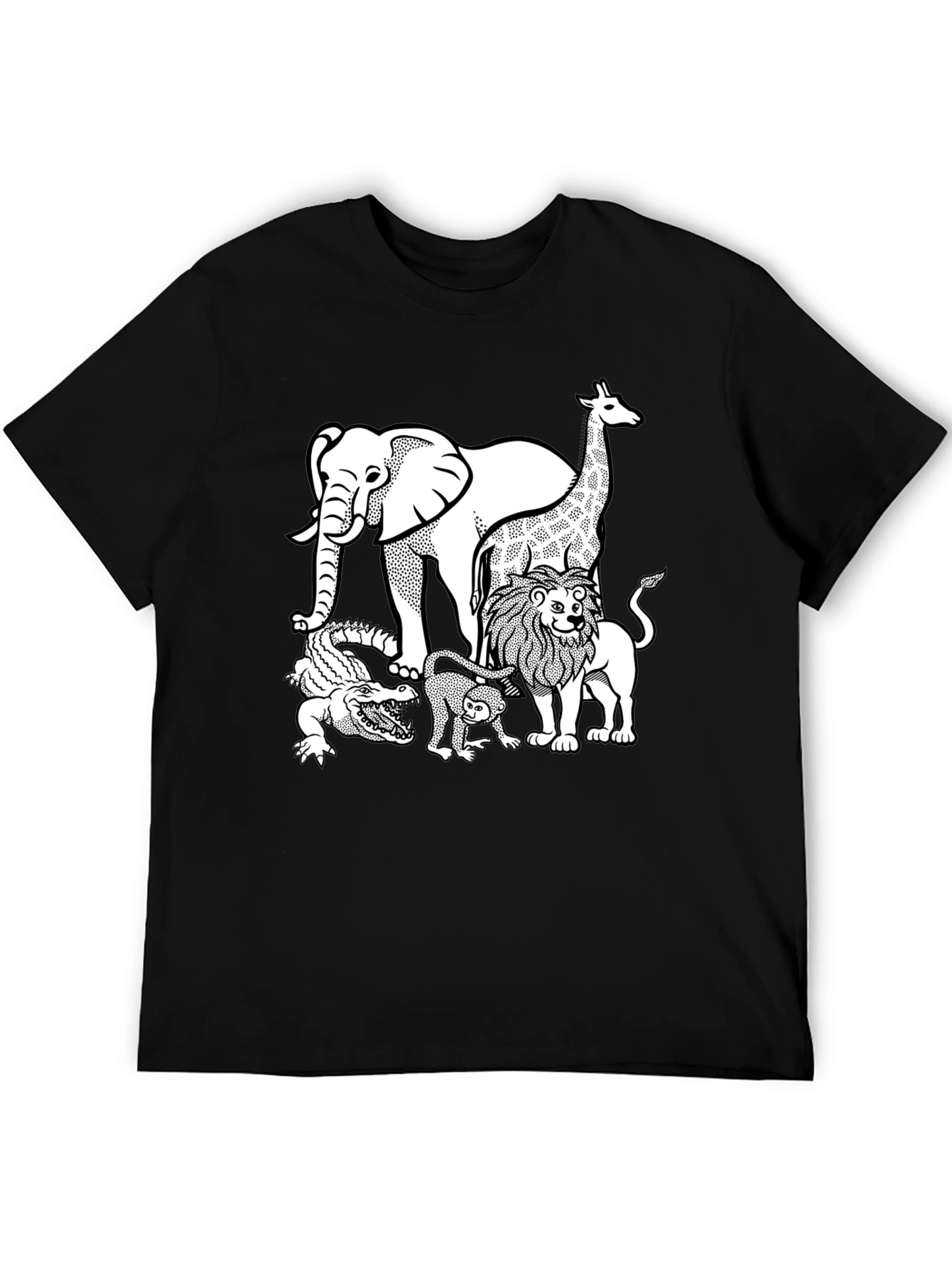 Black Safari Crew Neck Graphic Tee - Black view 5