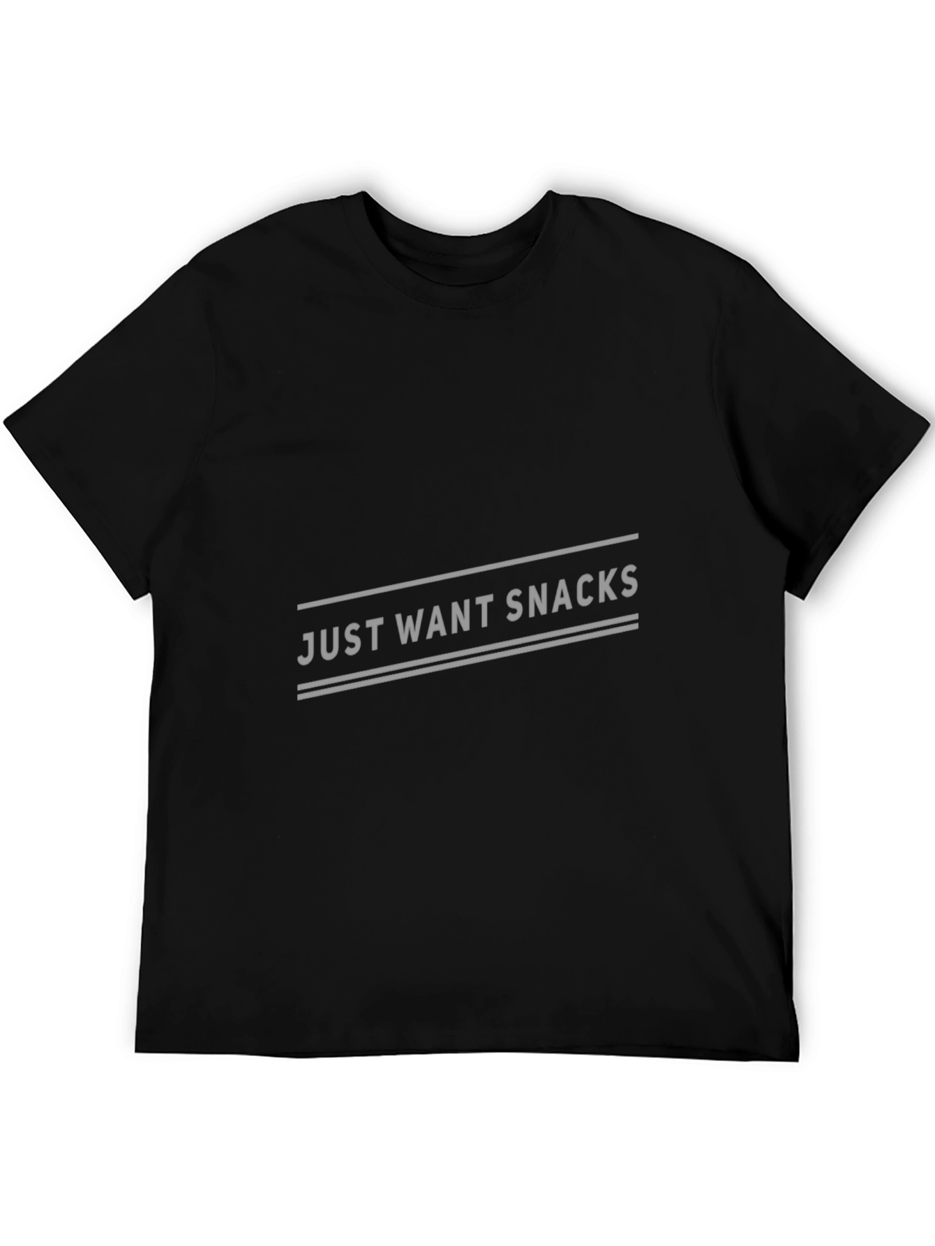 Black Just Want Snacks Black T-Shirt, Casual Wear view 5
