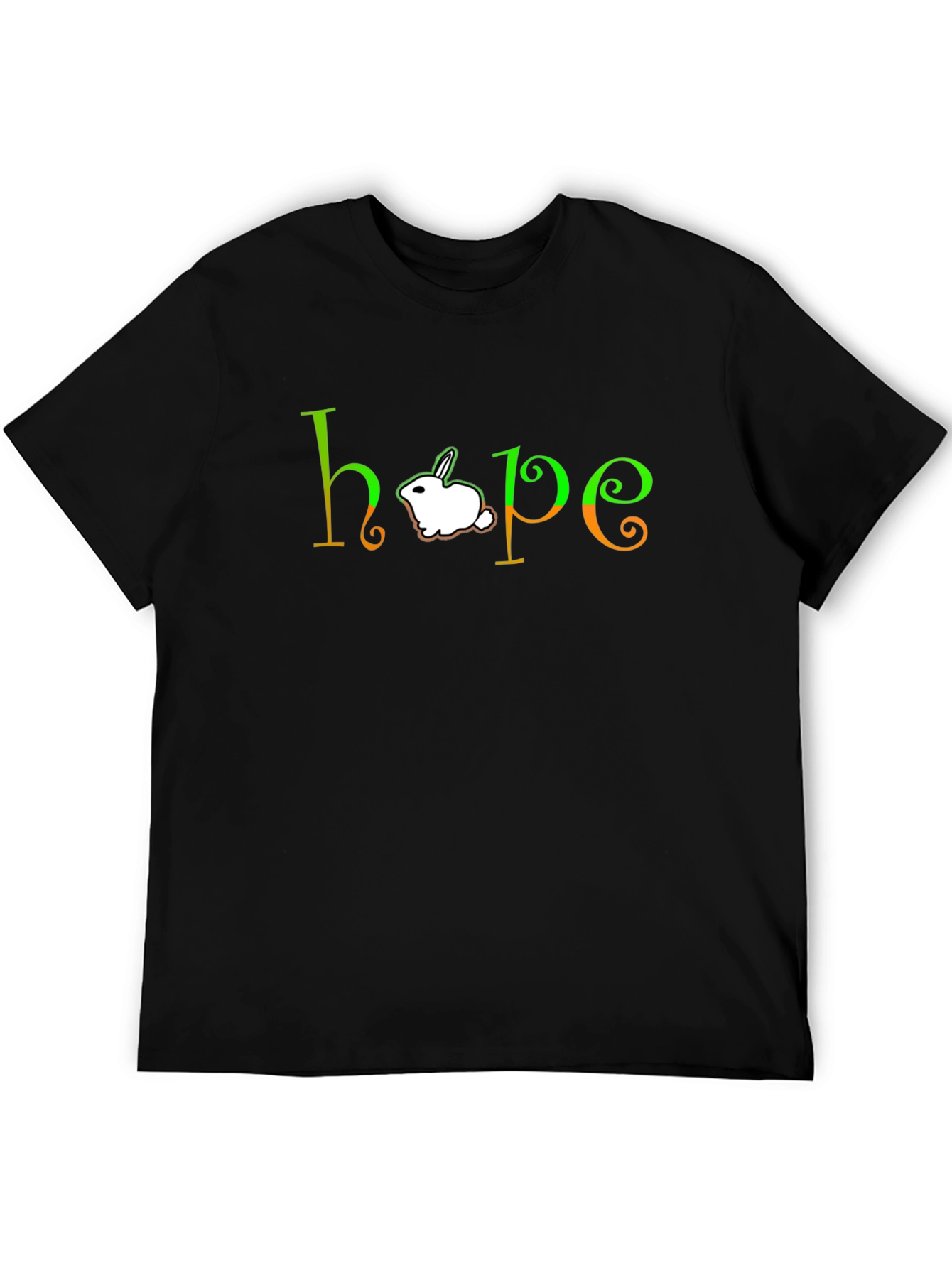 Black Hope Rabbit Graphic Tee - Unisex Black T-Shirt view 5
