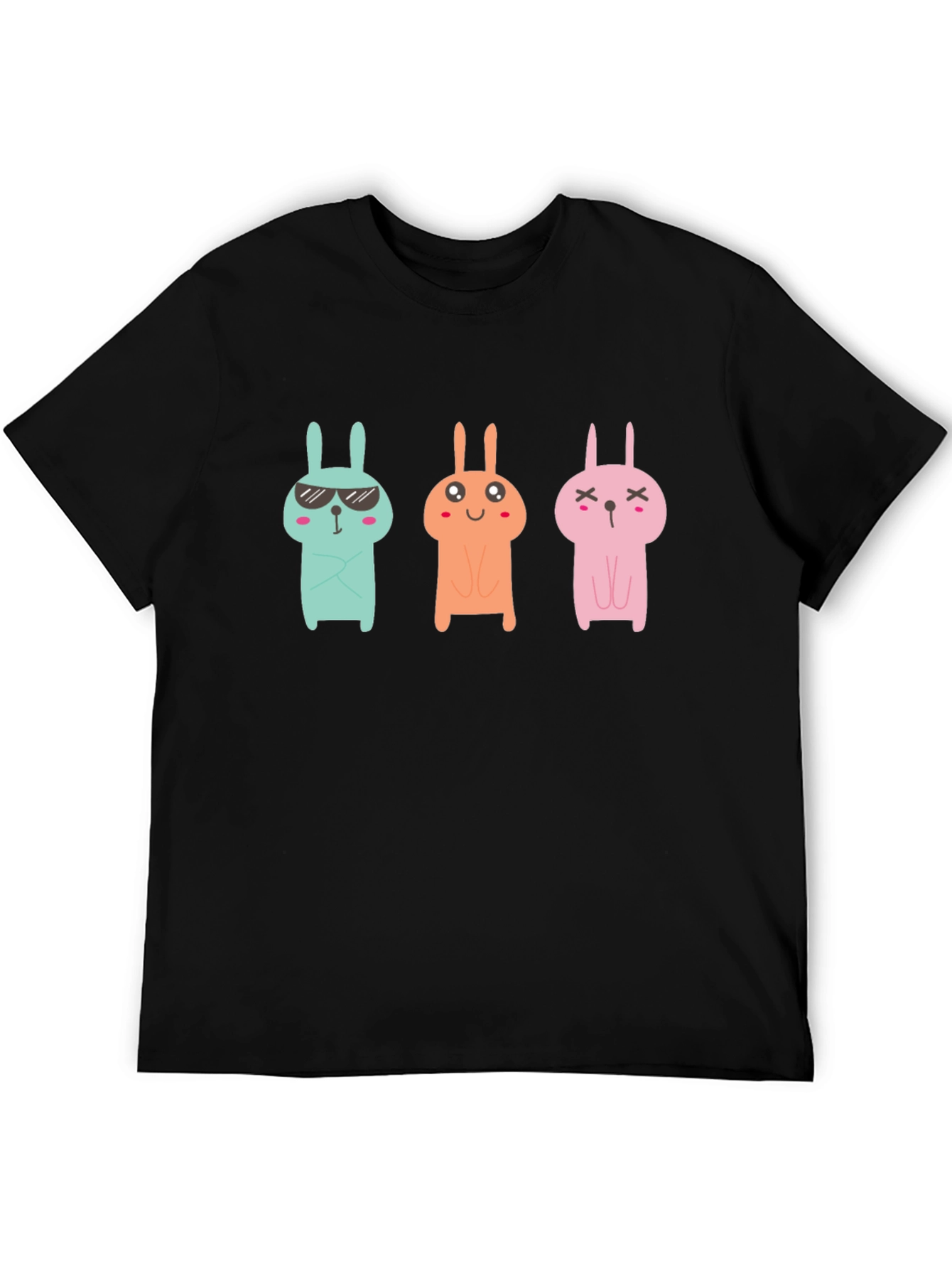 Black Cool Bunny Graphic Tee - Black Unisex T-Shirt view 5
