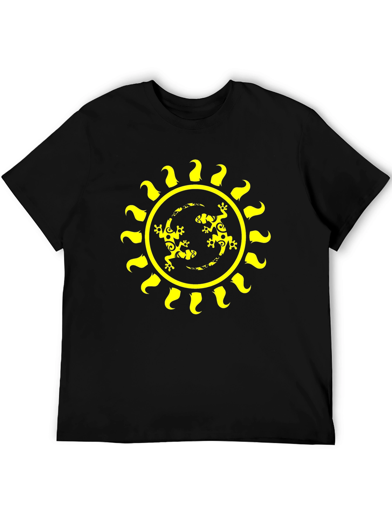 Black Lizard Sun Graphic Tee - Black Cotton T-Shirt view 5