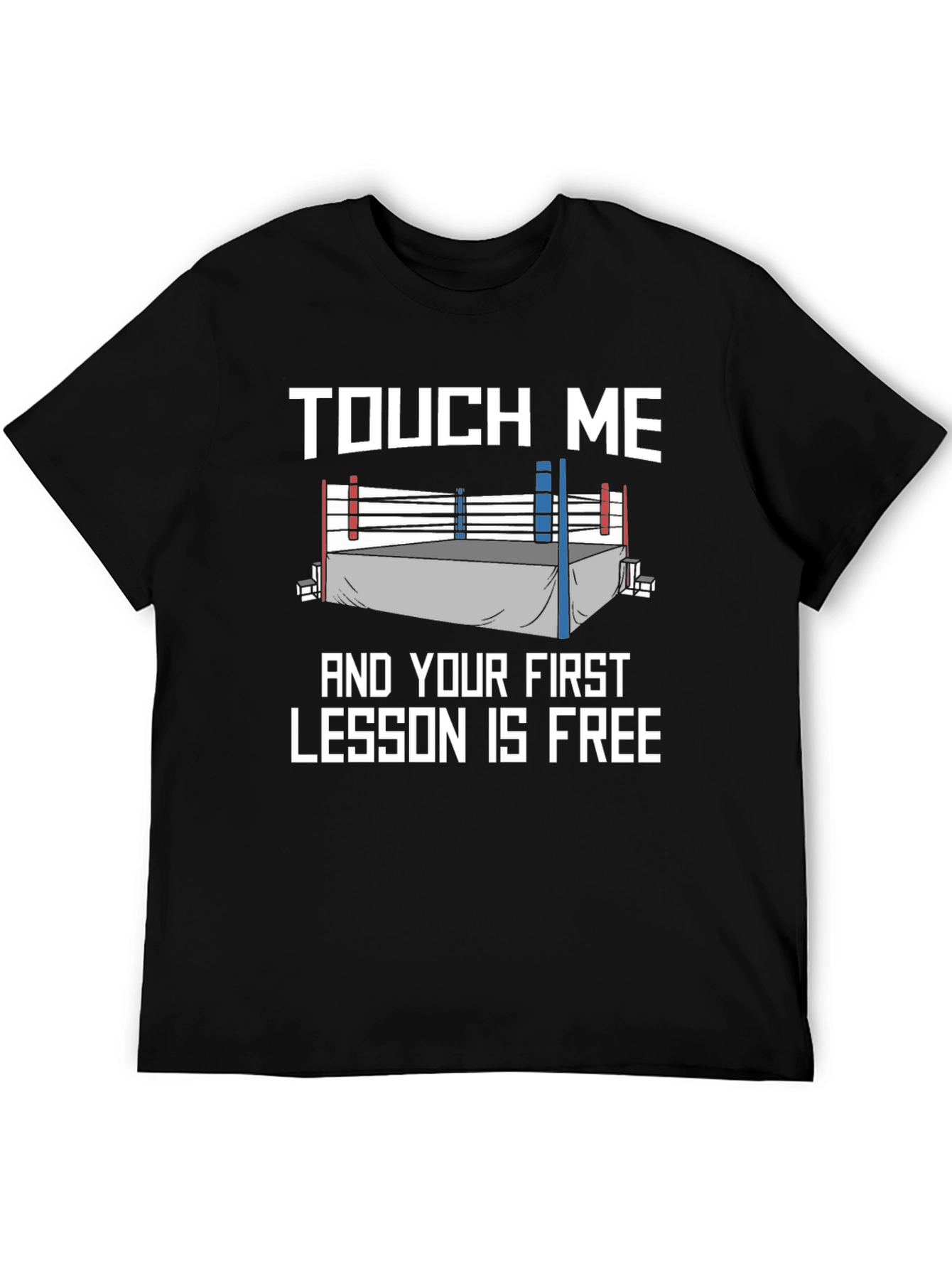 Black Touch Me Funny Boxing Lesson T-Shirt view 5
