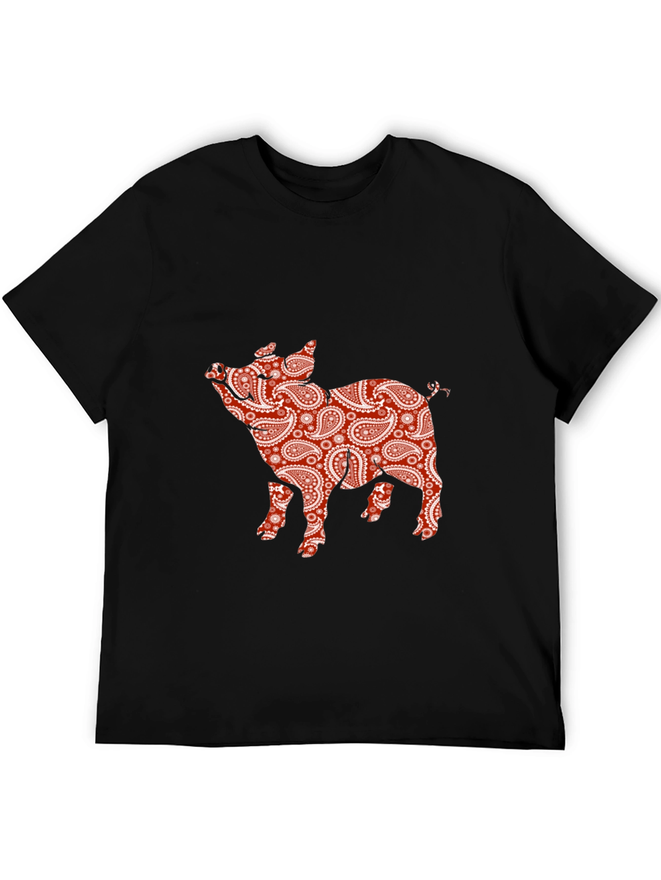 Black Paisley Pig Print T-Shirt view 5