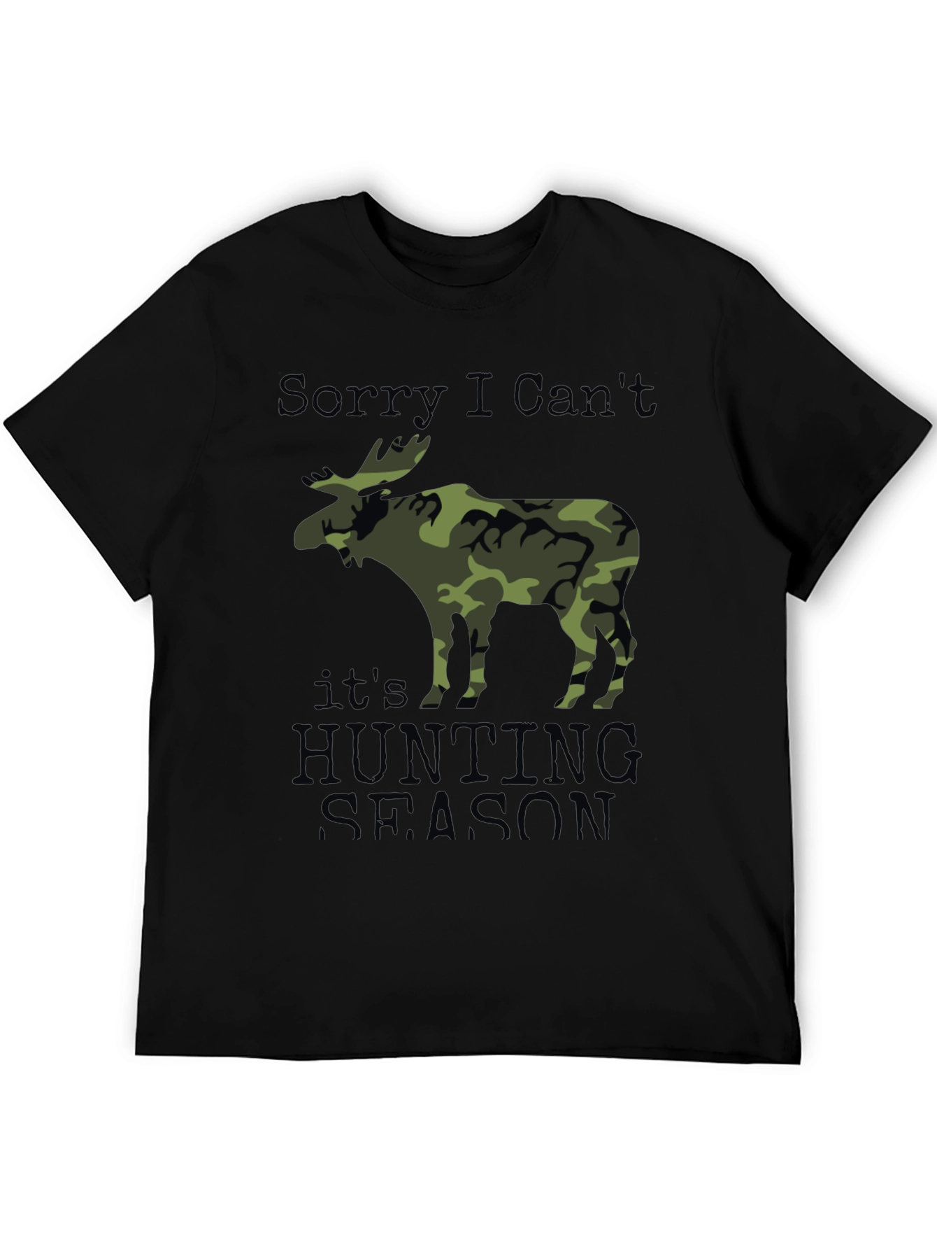 Black Hunting Season Camo Moose Graphic T-Shirt view 5