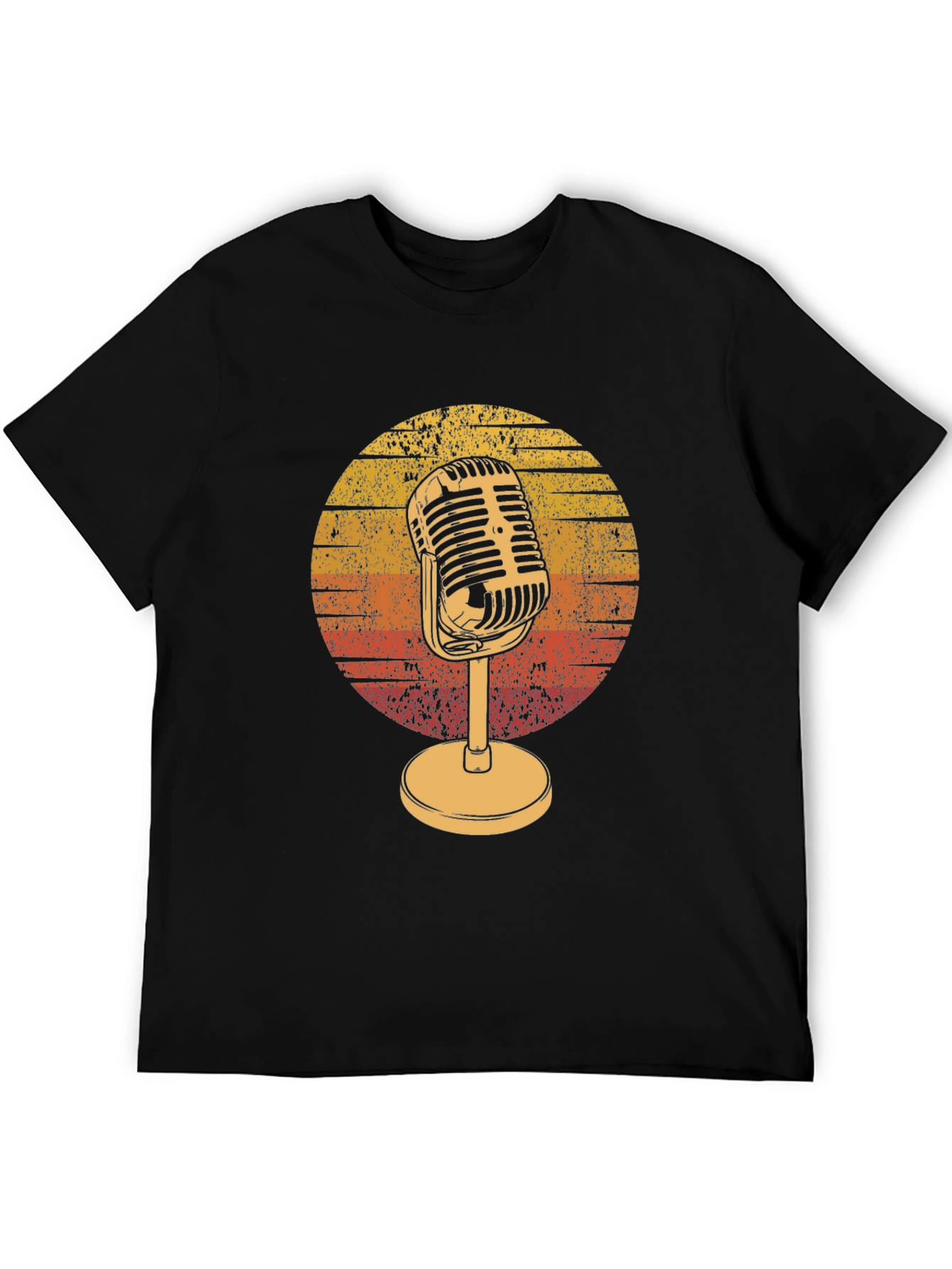 Black Retro Microphone Graphic Tee - Vintage Music Lover T-Shirt view 5