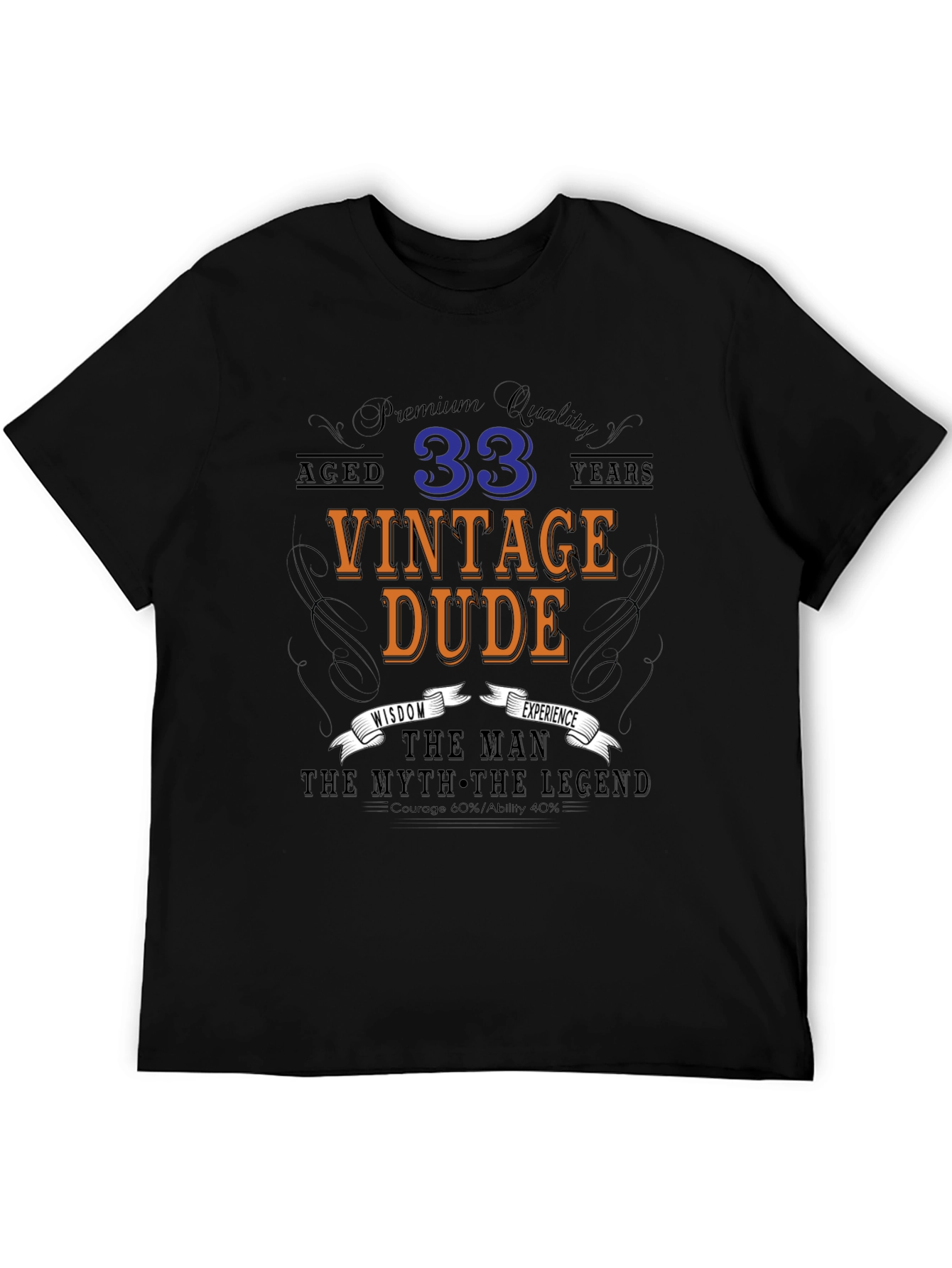 Black Vintage Dude 33rd Birthday T-Shirt view 5