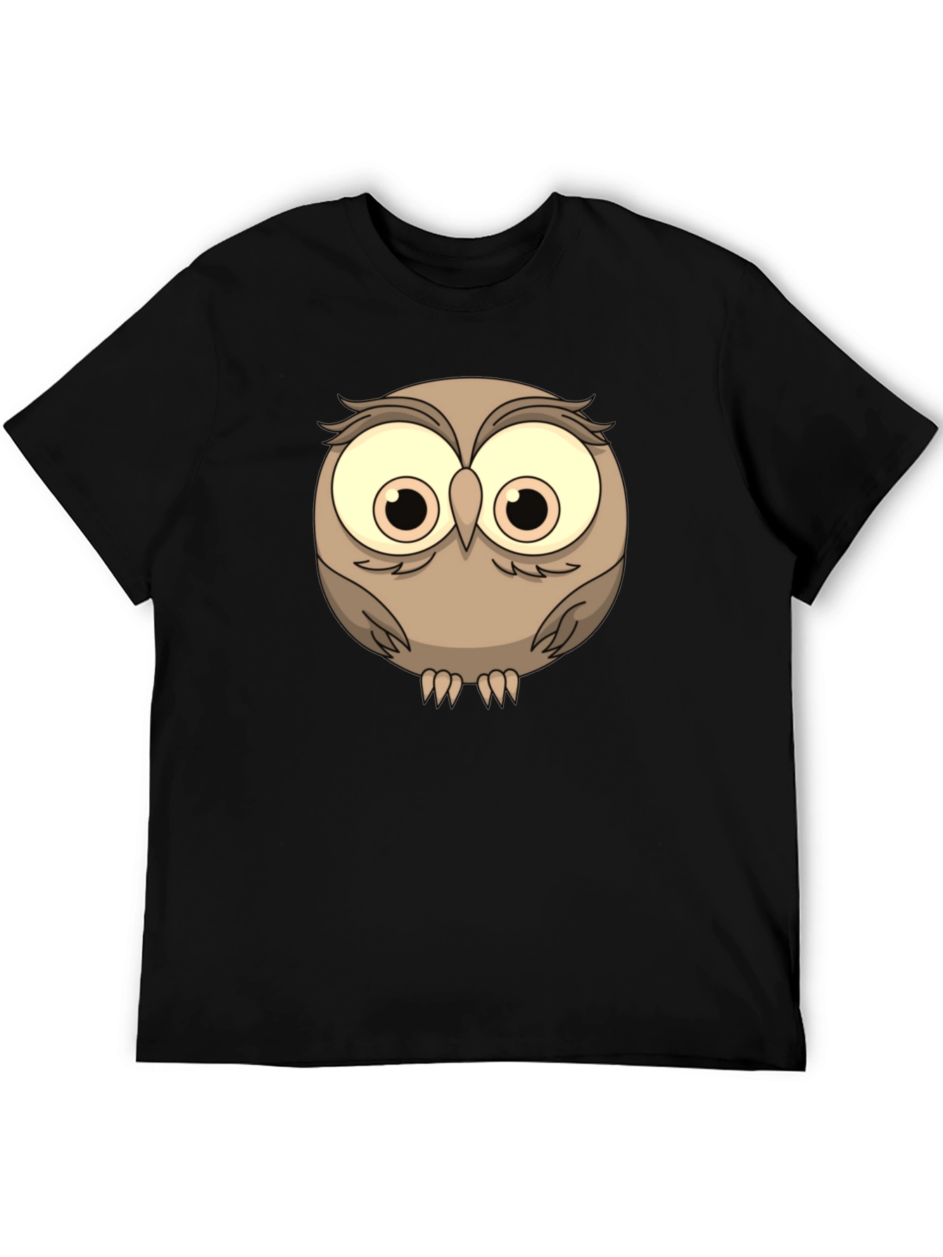 Black Cute Owl Graphic Tee - Men's Black T-Shirt view 5