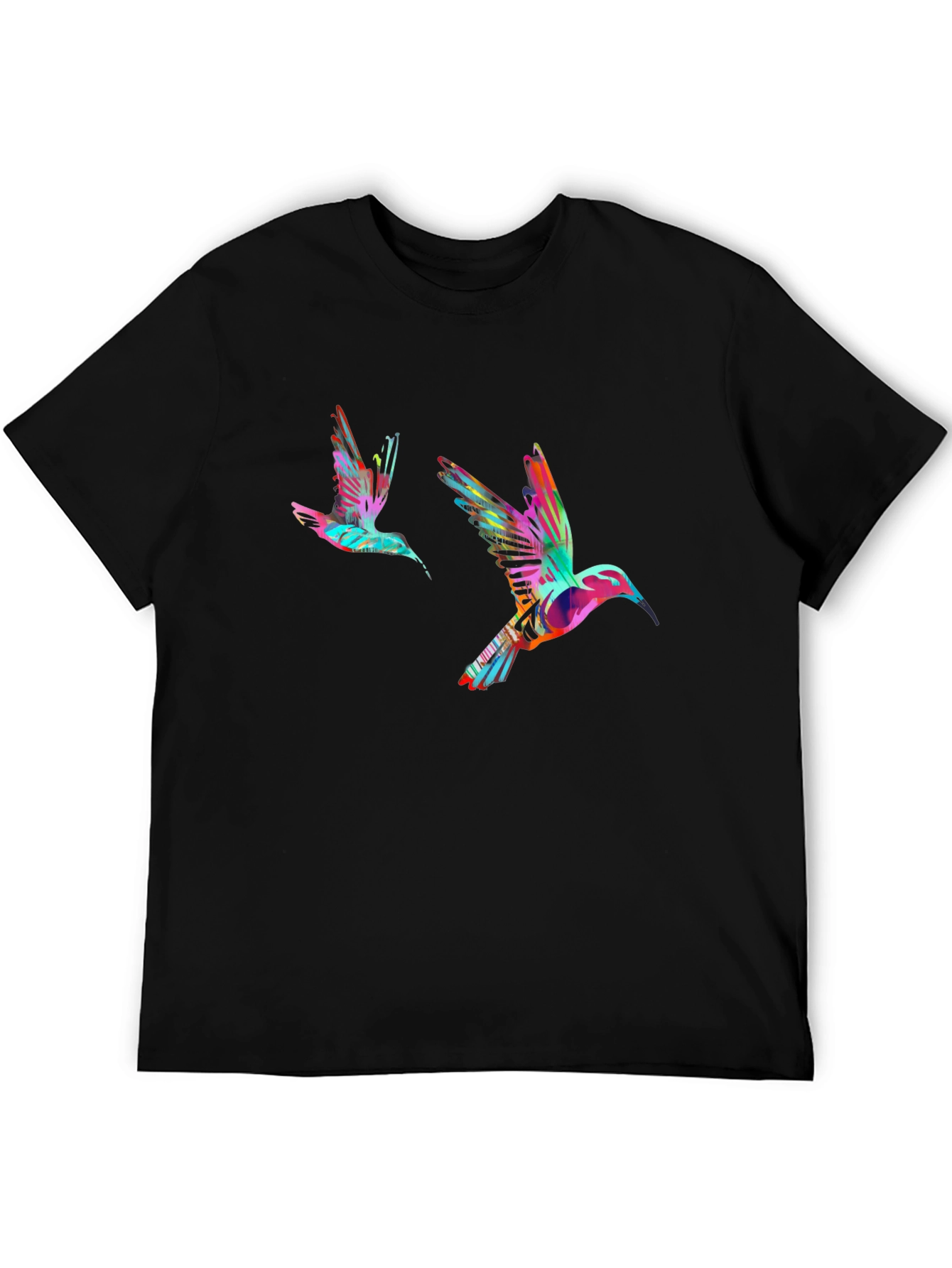 Black Hummingbird Print Black T-Shirt view 5