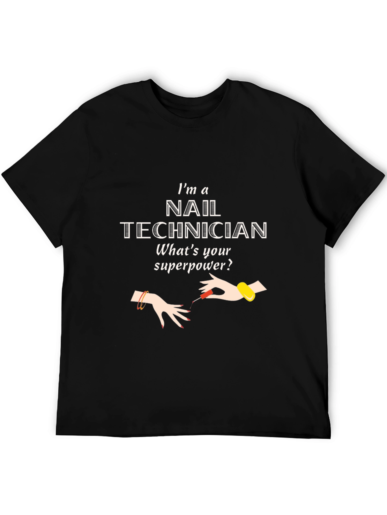 Black Nail Technician Superpower Graphic T-Shirt view 5