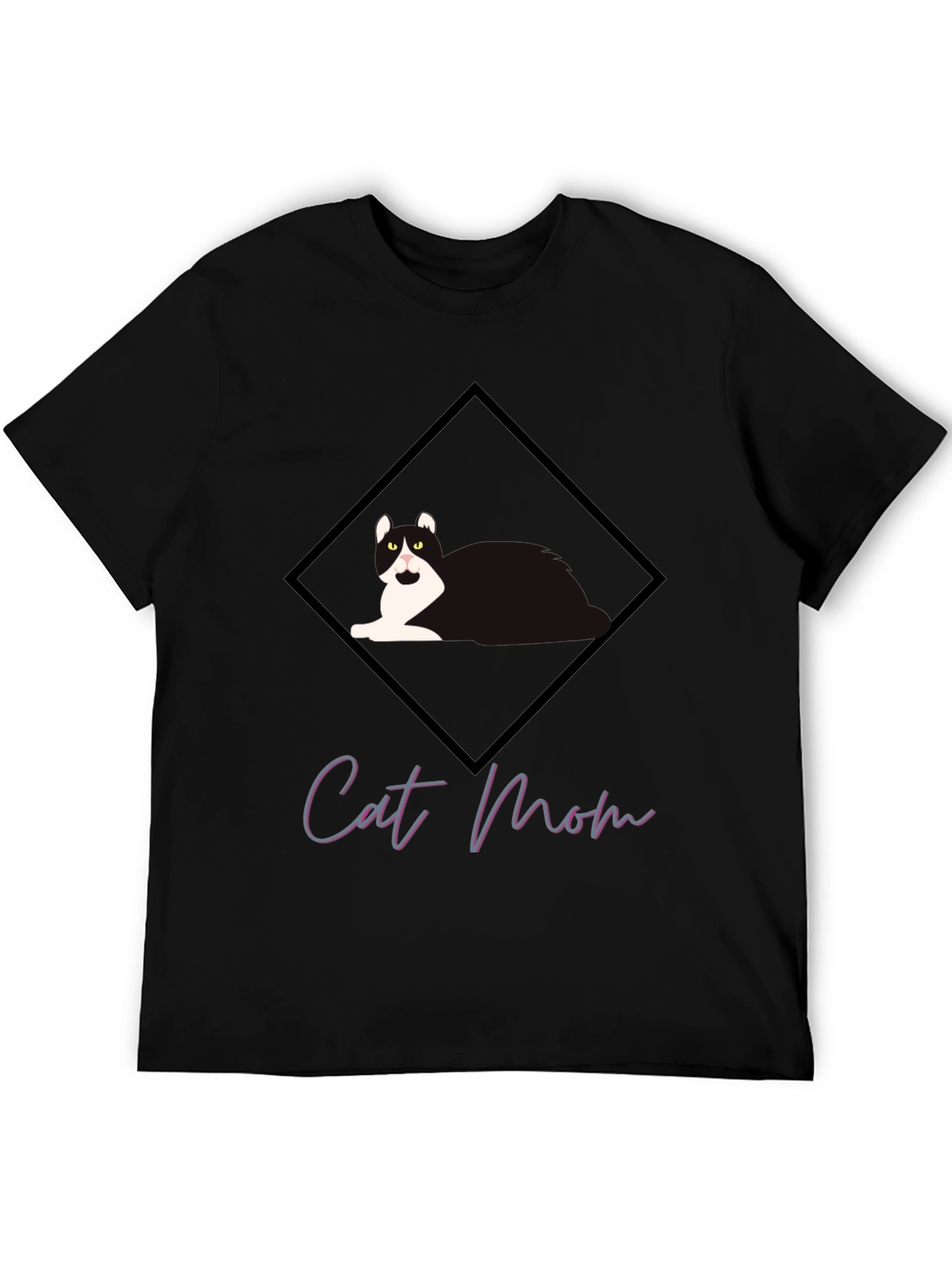 Black Cat Mom Graphic Tee - Black Short Sleeve T-Shirt view 5
