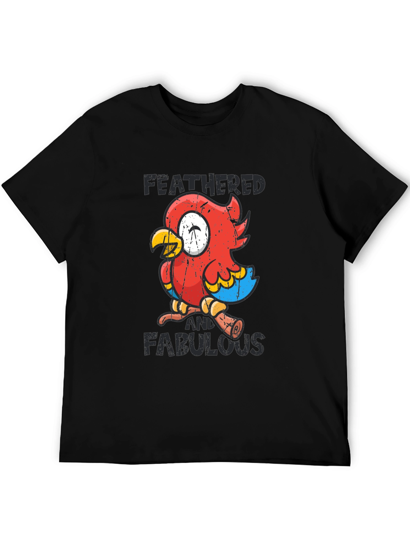 Black Feathered & Fabulous Parrot Graphic Tee view 5