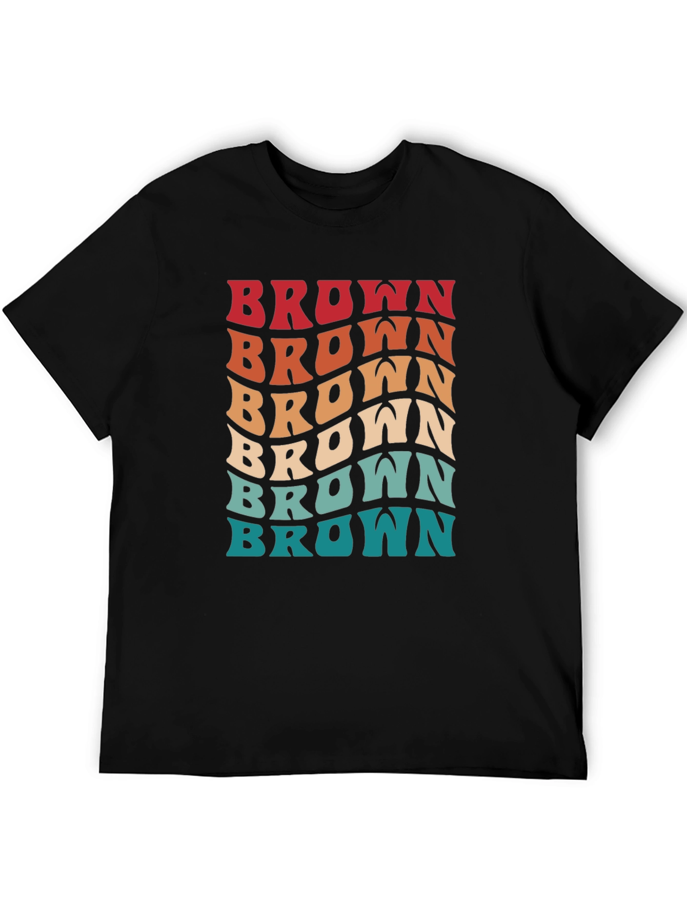 Black Retro Brown Wavy Text Graphic Tee view 5