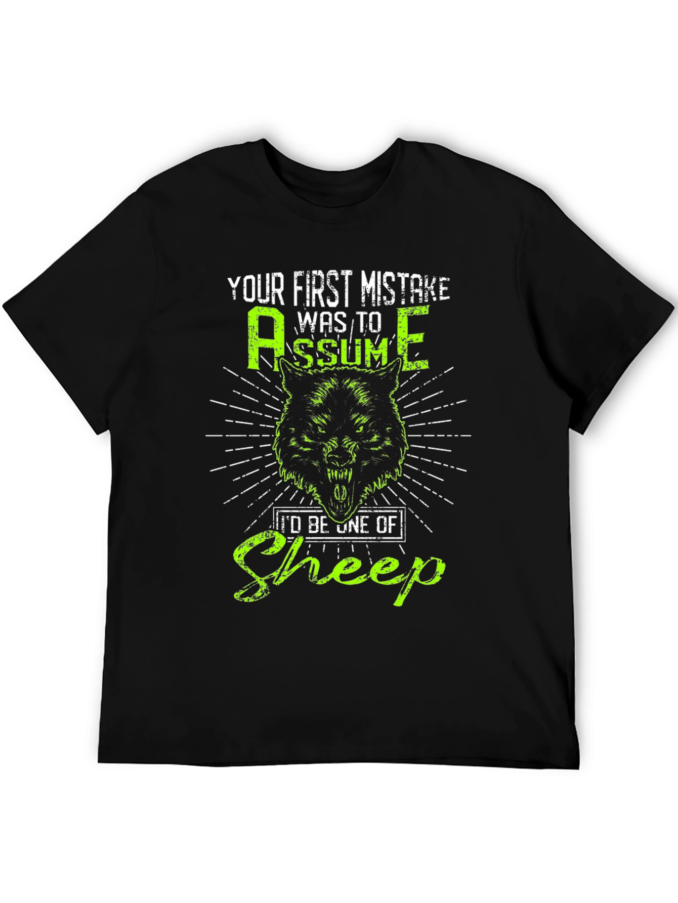 Black Wolf Graphic T-Shirt: Your First Mistake Was to Assume view 5