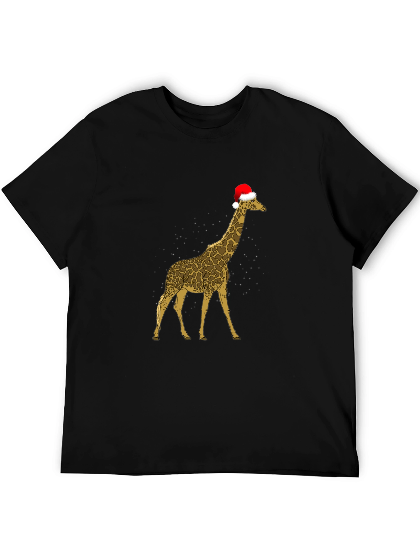 Black Festive Giraffe Tee - Christmas Holiday Apparel view 5