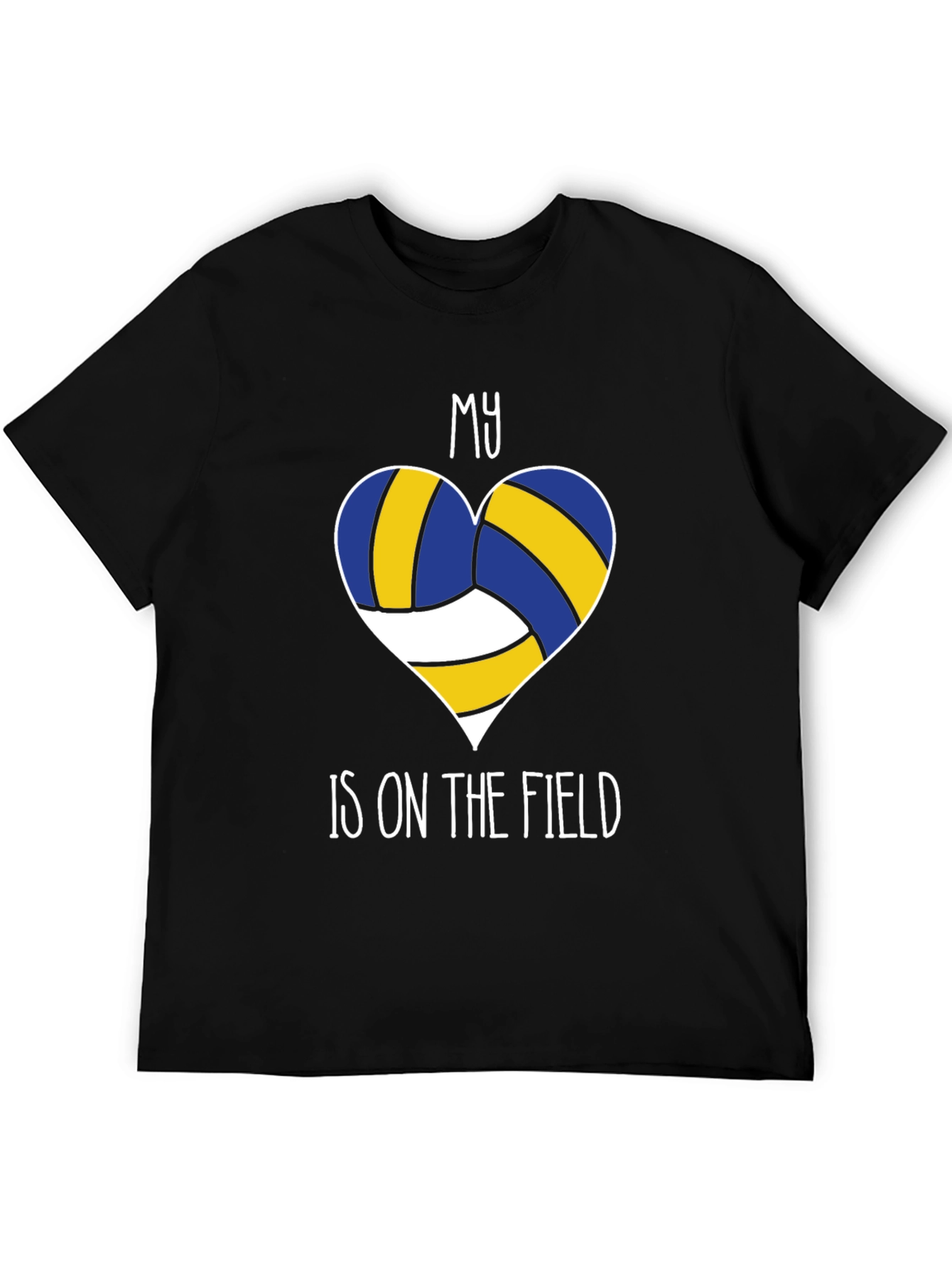 Black Volleyball Heart T-Shirt - My Heart is on the Field view 5