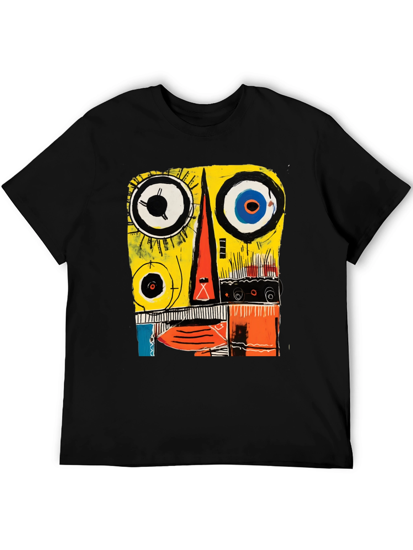 Black Abstract Face Graphic Tee - Modern Art T-Shirt view 5