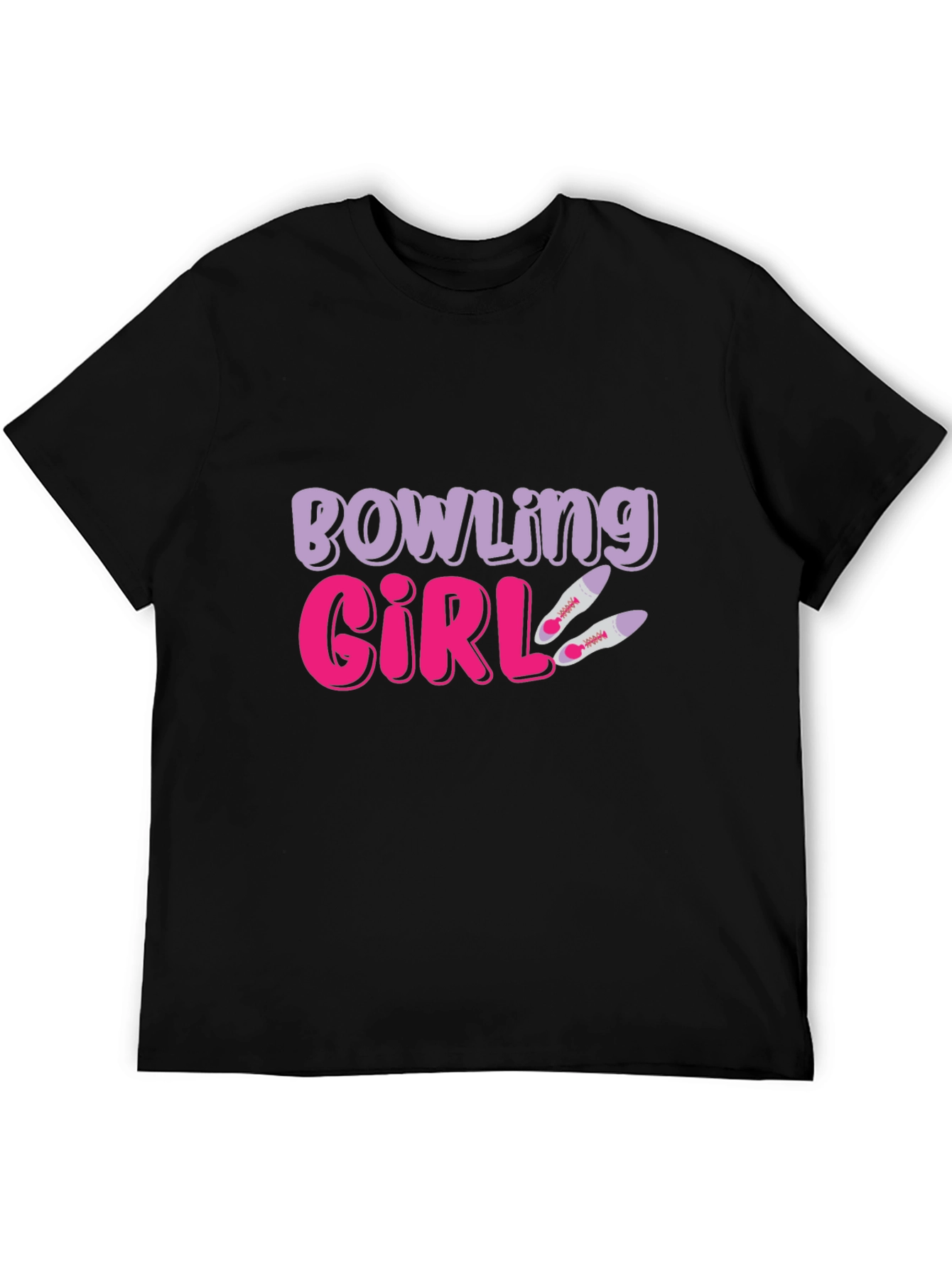 Black Bowling Girl Graphic Tee - Novelty T-Shirt view 5