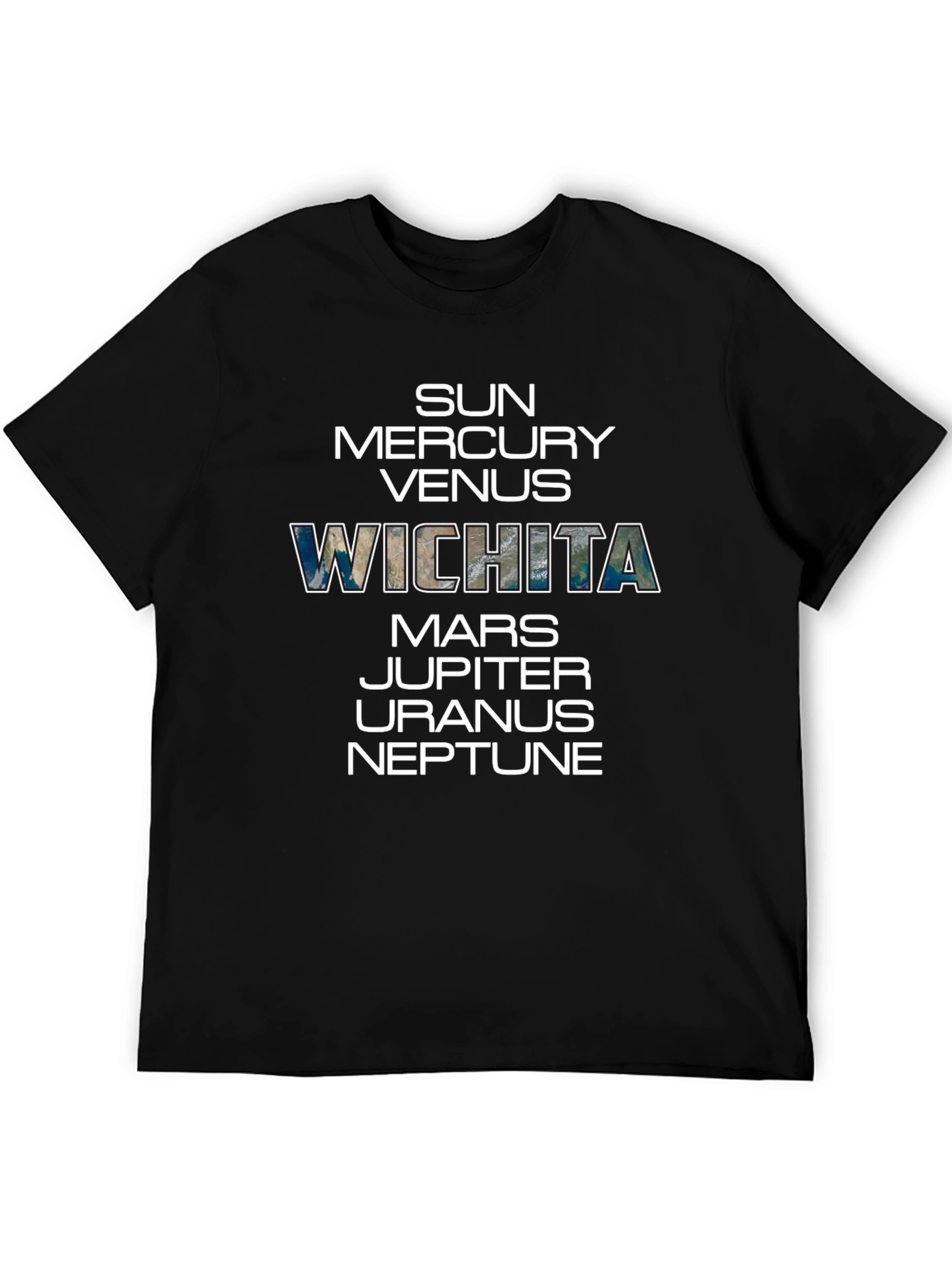 Black Planets and Wichita T-Shirt - Black Cotton Tee view 5
