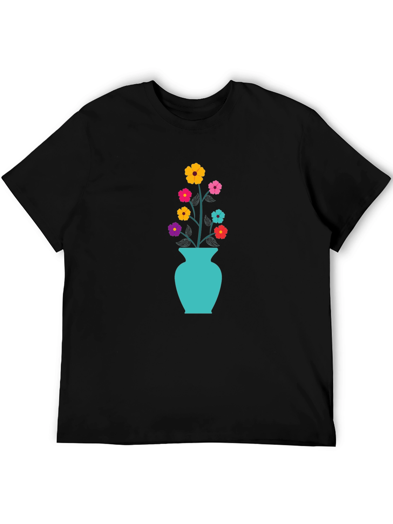 Black Floral Vase Graphic Tee - Stylish & Unique Design view 5
