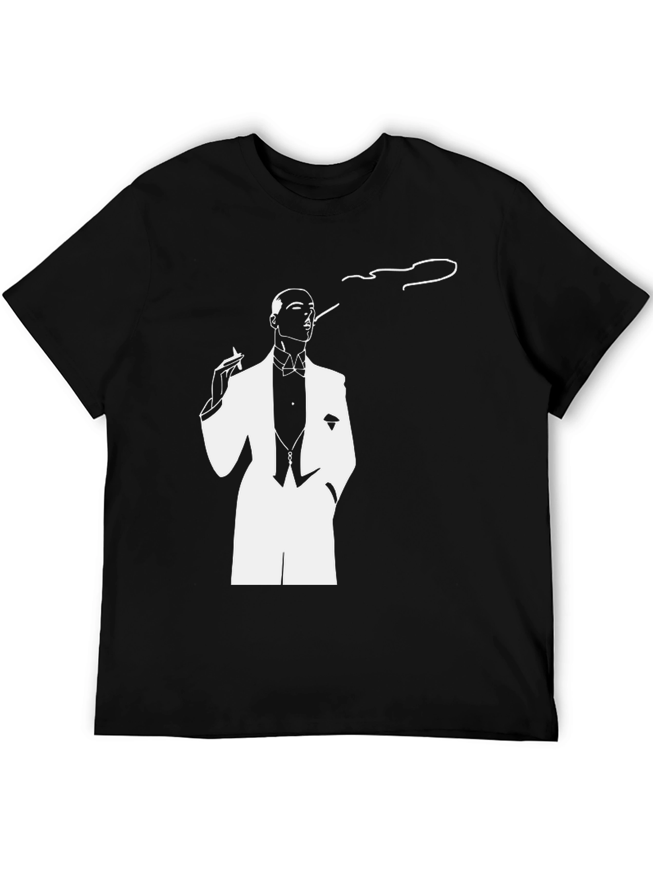 Black Dapper Smoker Graphic Tee - Stylish Black T-Shirt view 5