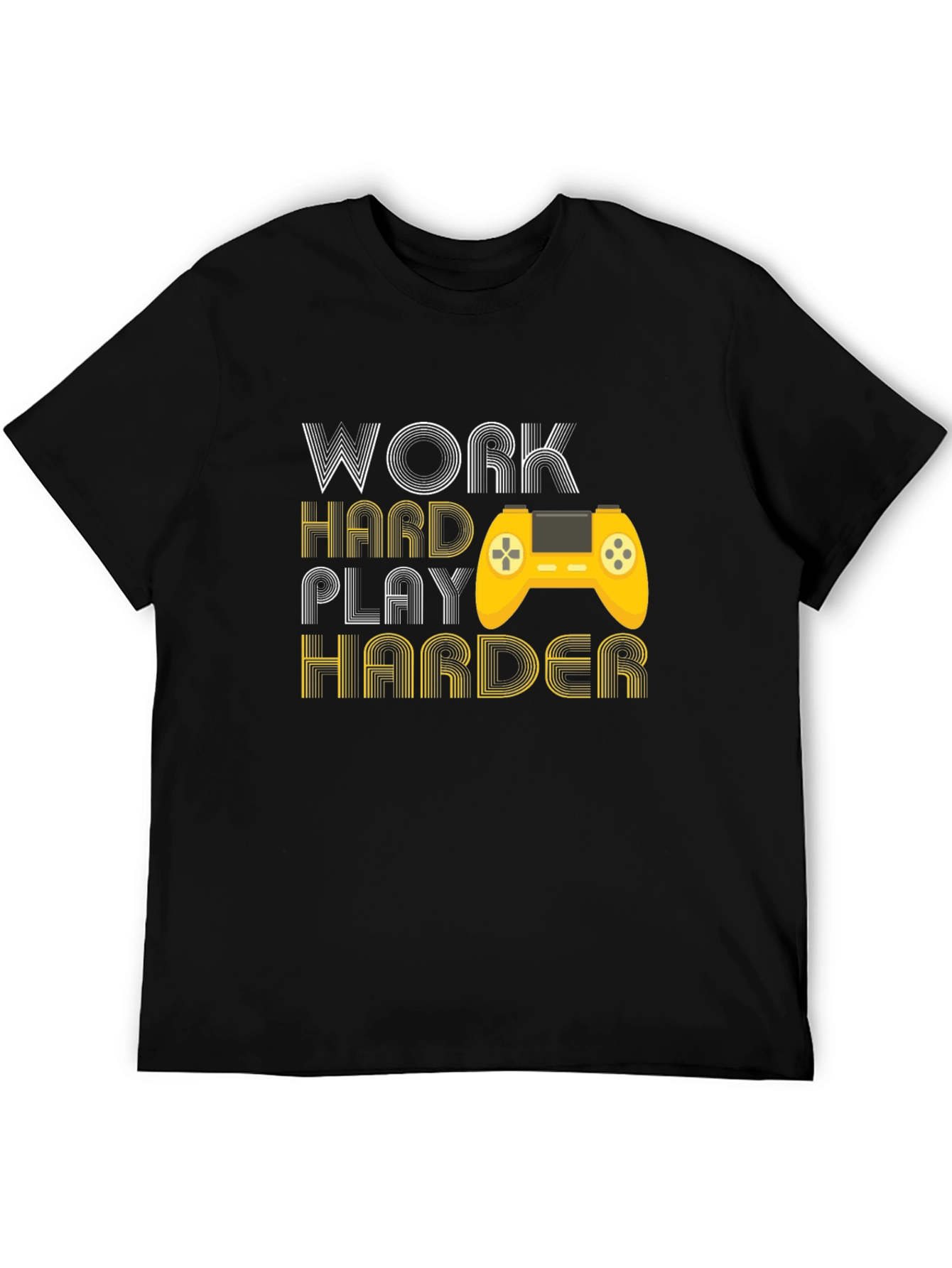 Black Work Hard Play Harder Gaming T-Shirt view 5
