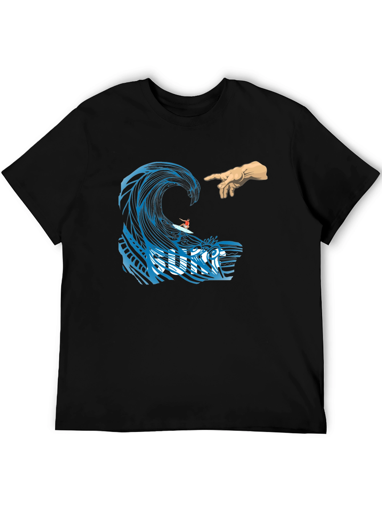 Black Surf Wave Creation T-Shirt - Unique Graphic Tee view 5