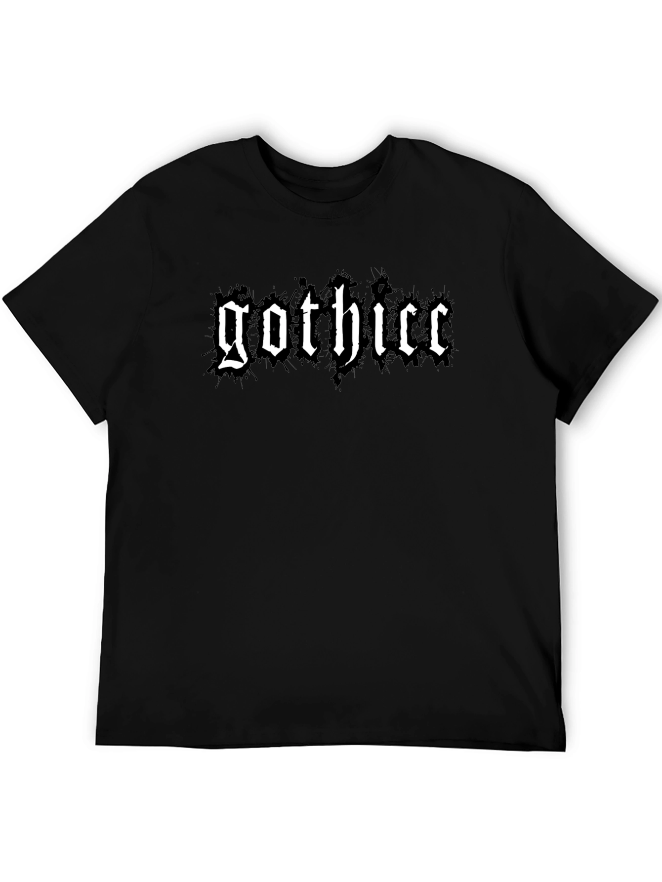 Black Gothicc T-Shirt - Black Tee with Bold White Text view 5