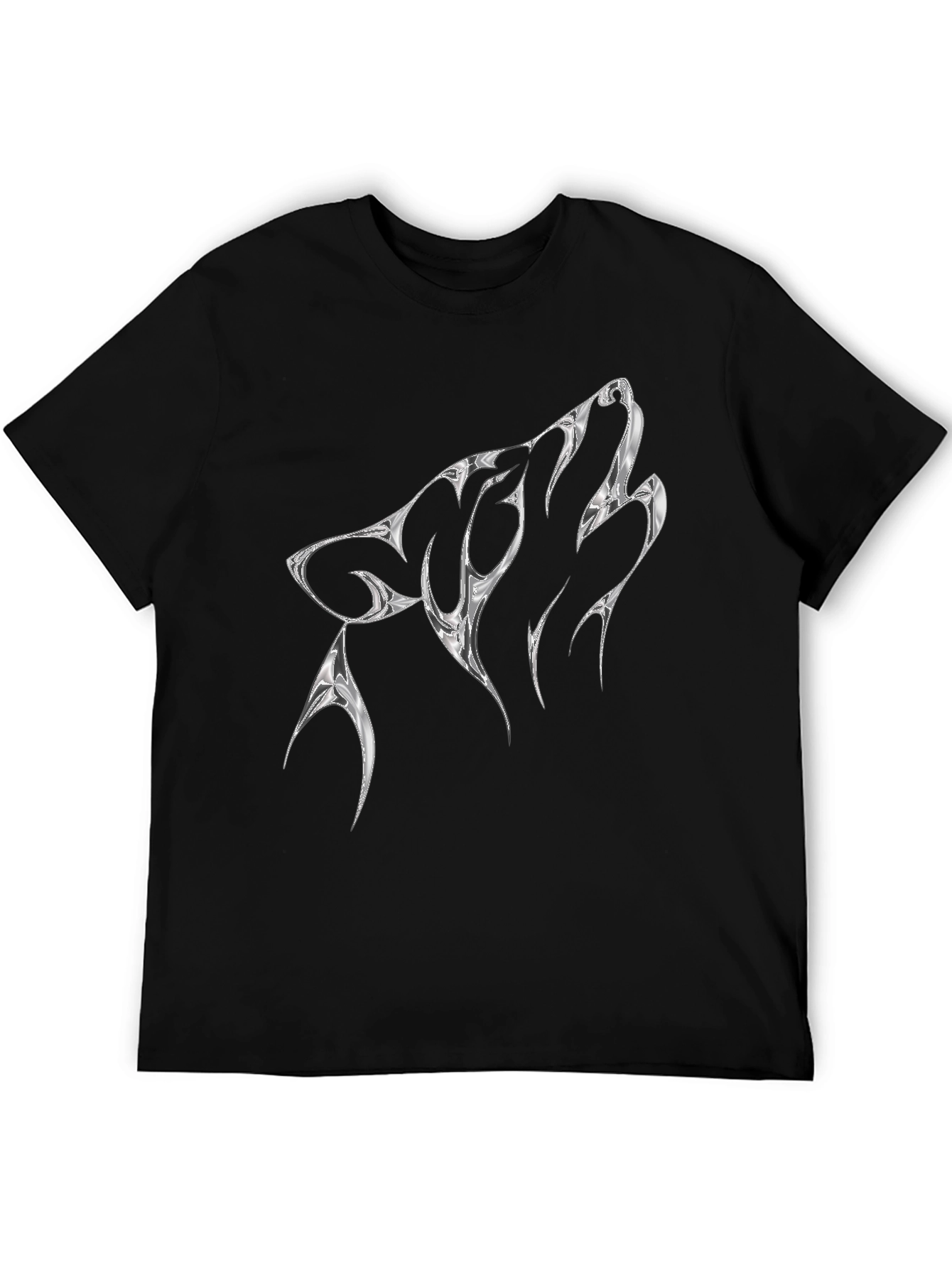Black Wolf Graphic Print Black T-Shirt view 5