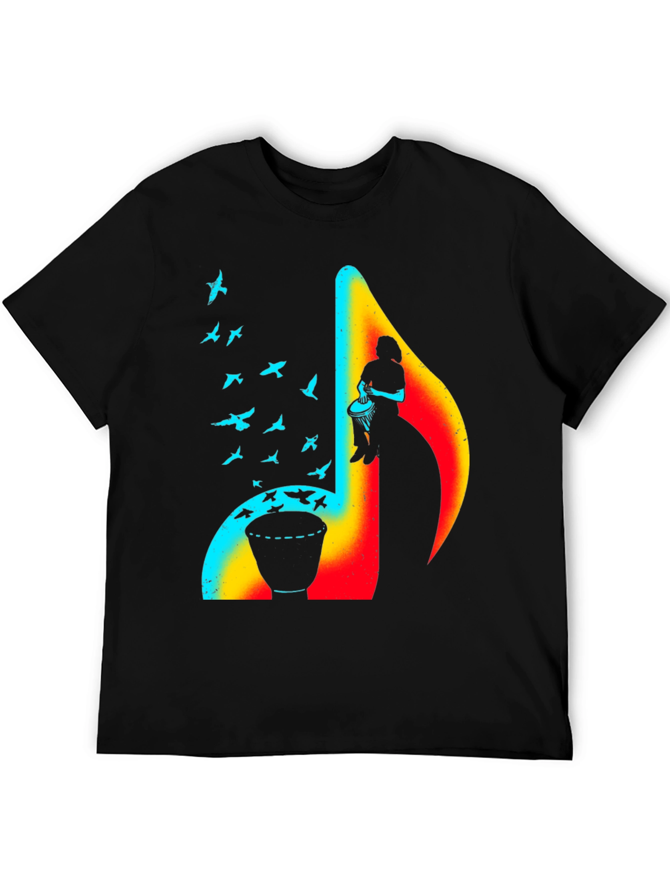 Black Musical Note Drum T-Shirt - Unique Design view 5
