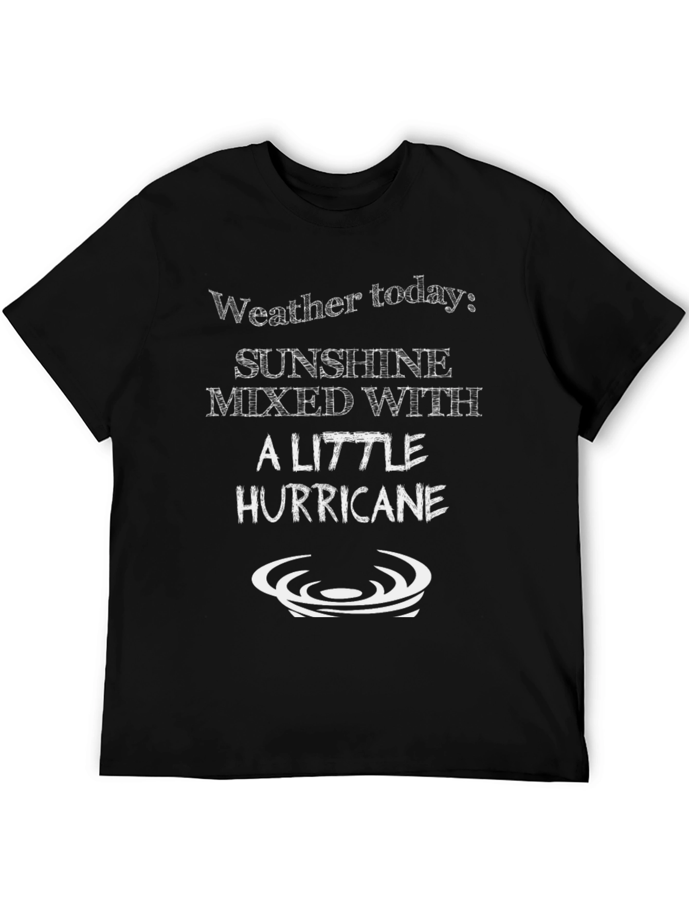 Black Humorous Weather T-Shirt: Sunshine & Hurricane view 5