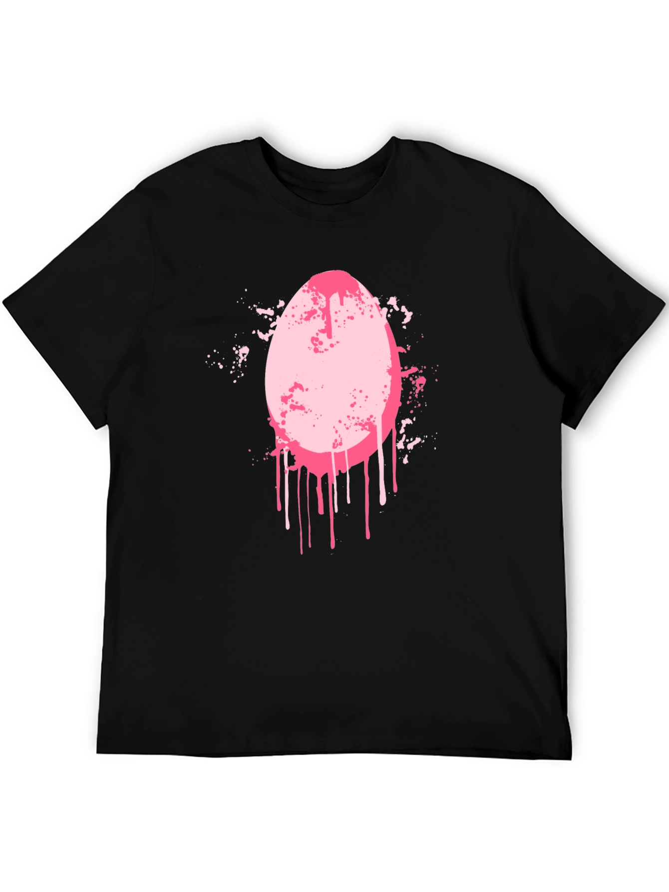 Black Men's Black T-Shirt with Pink Egg Graphic view 5