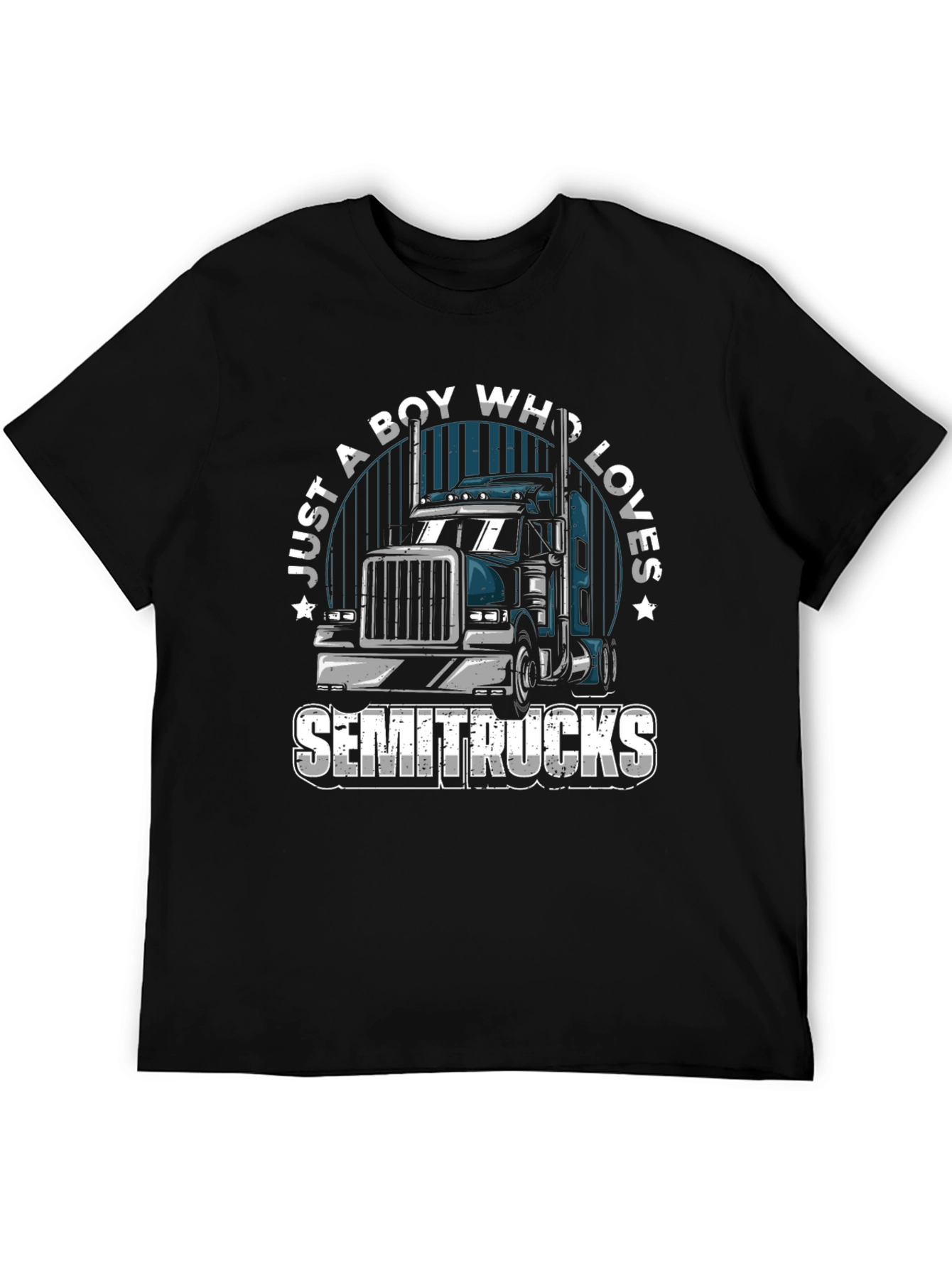 Black Boy Who Loves Semitrucks T-Shirt | Trucker Tee view 5