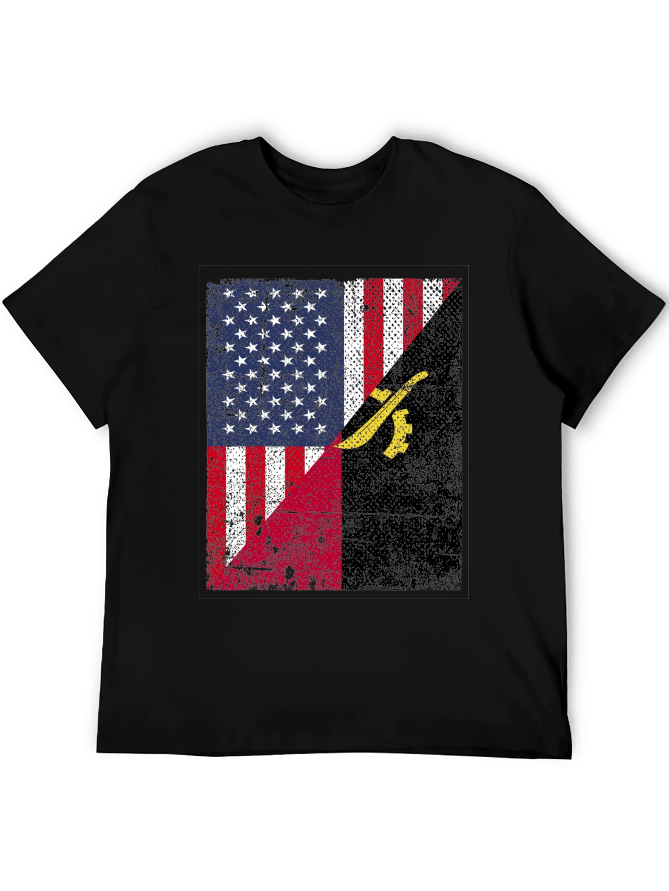 Black USA Angola Flag Graphic T-Shirt view 5