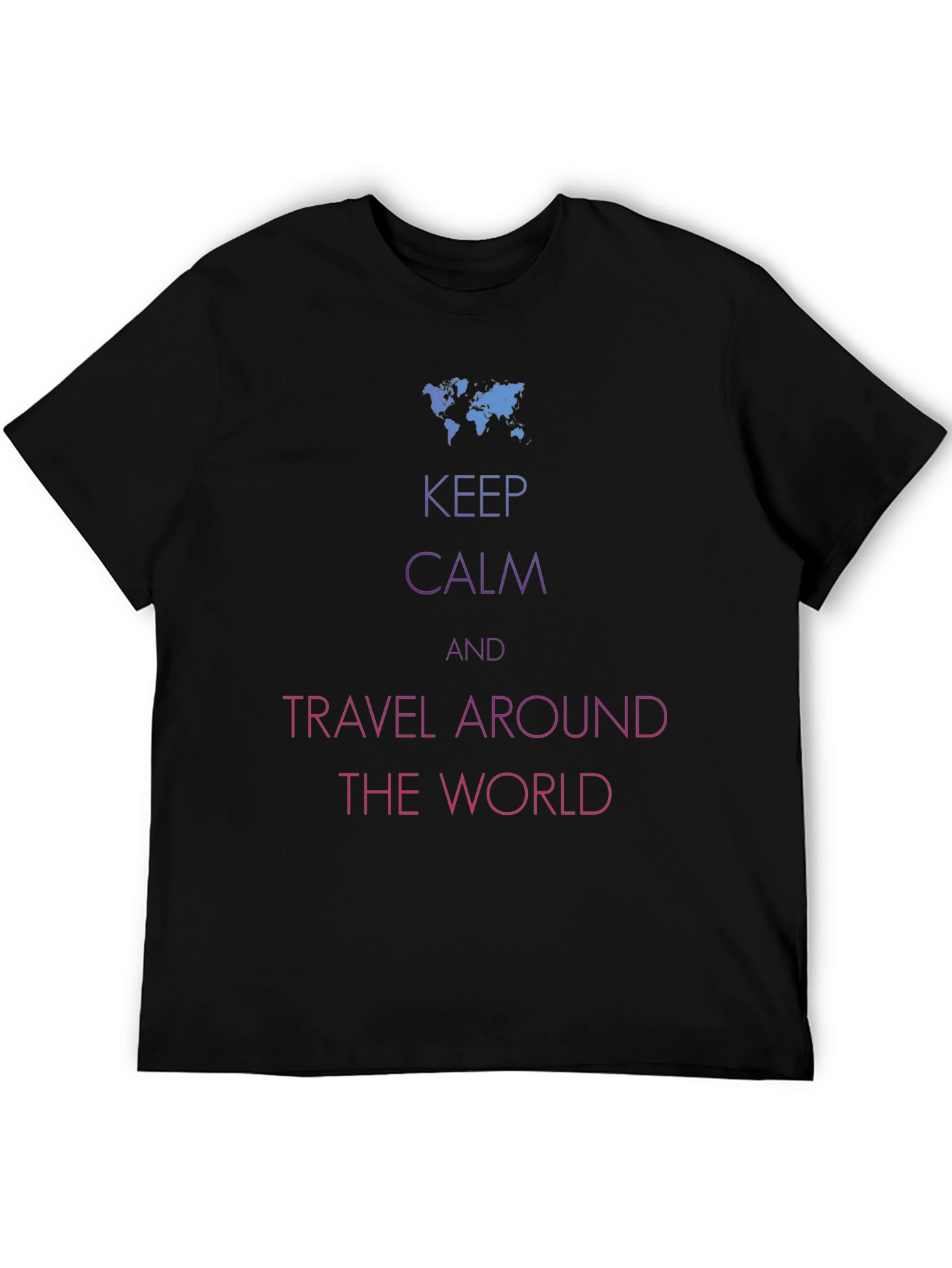 Black Keep Calm Travel World Graphic Tee - Soft Cotton Blend view 5