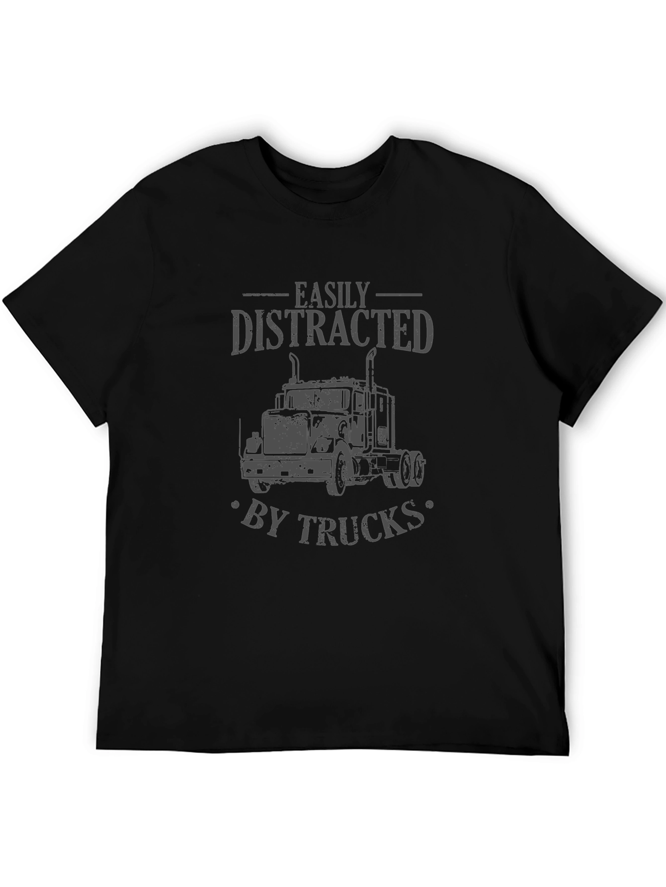 Black Easily Distracted by Trucks Black Graphic Tee view 5
